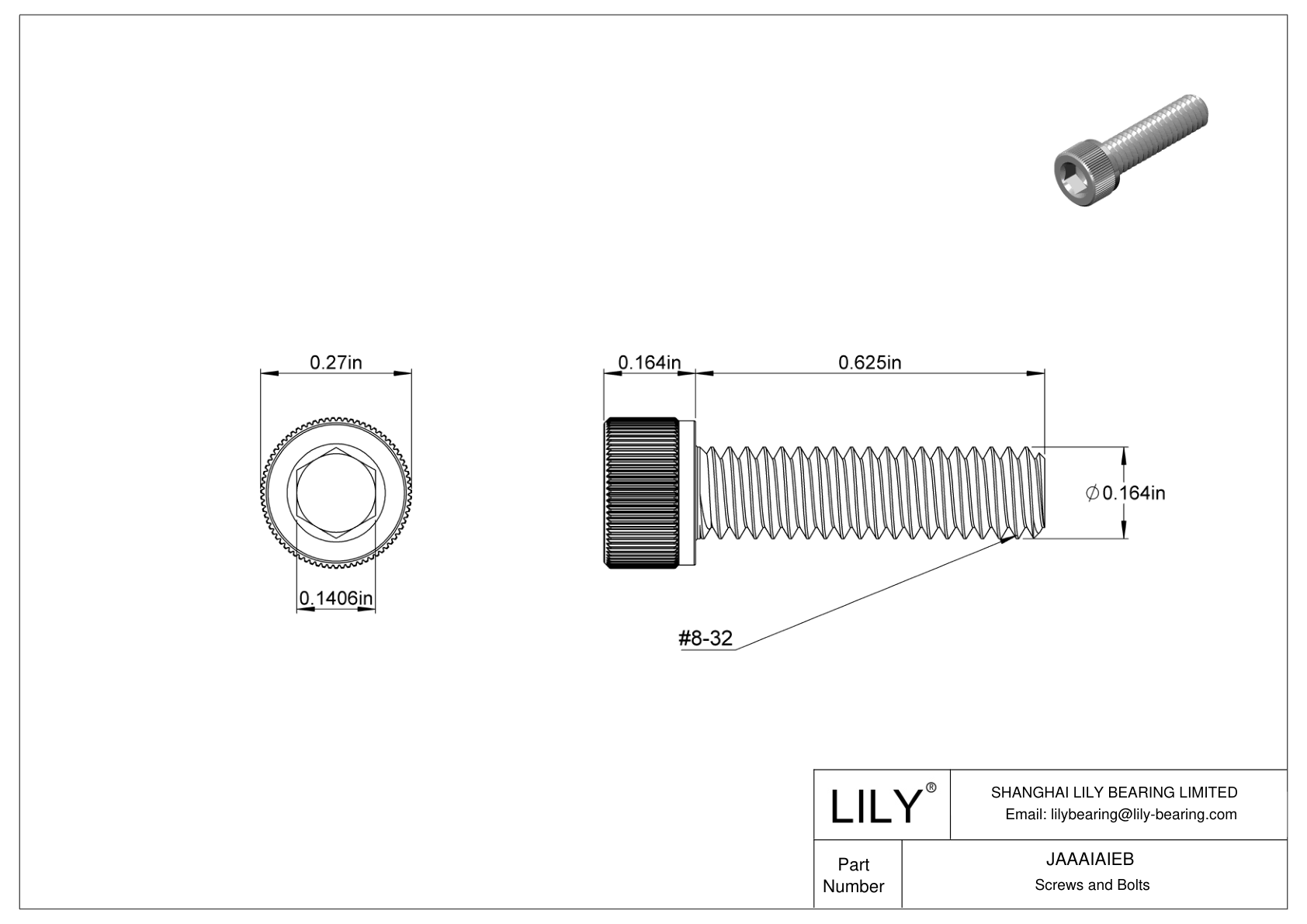 JAAAIAIEB 18-8 Stainless Steel Socket Head Screws cad drawing