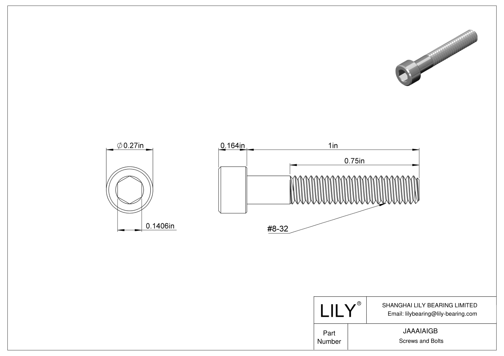 JAAAIAIGB Tornillos de cabeza cilíndrica de acero inoxidable 18-8 cad drawing