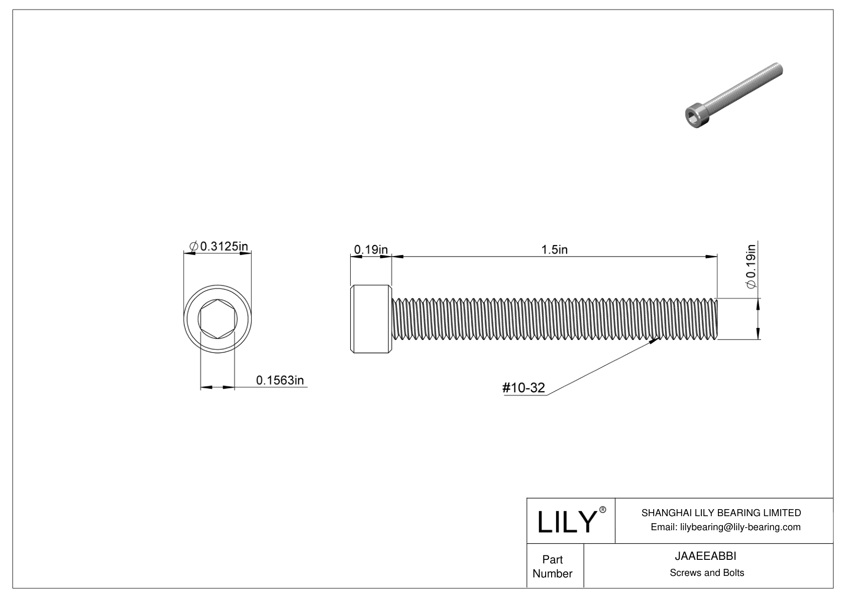 JAAEEABBI 合金钢内六角螺钉 cad drawing