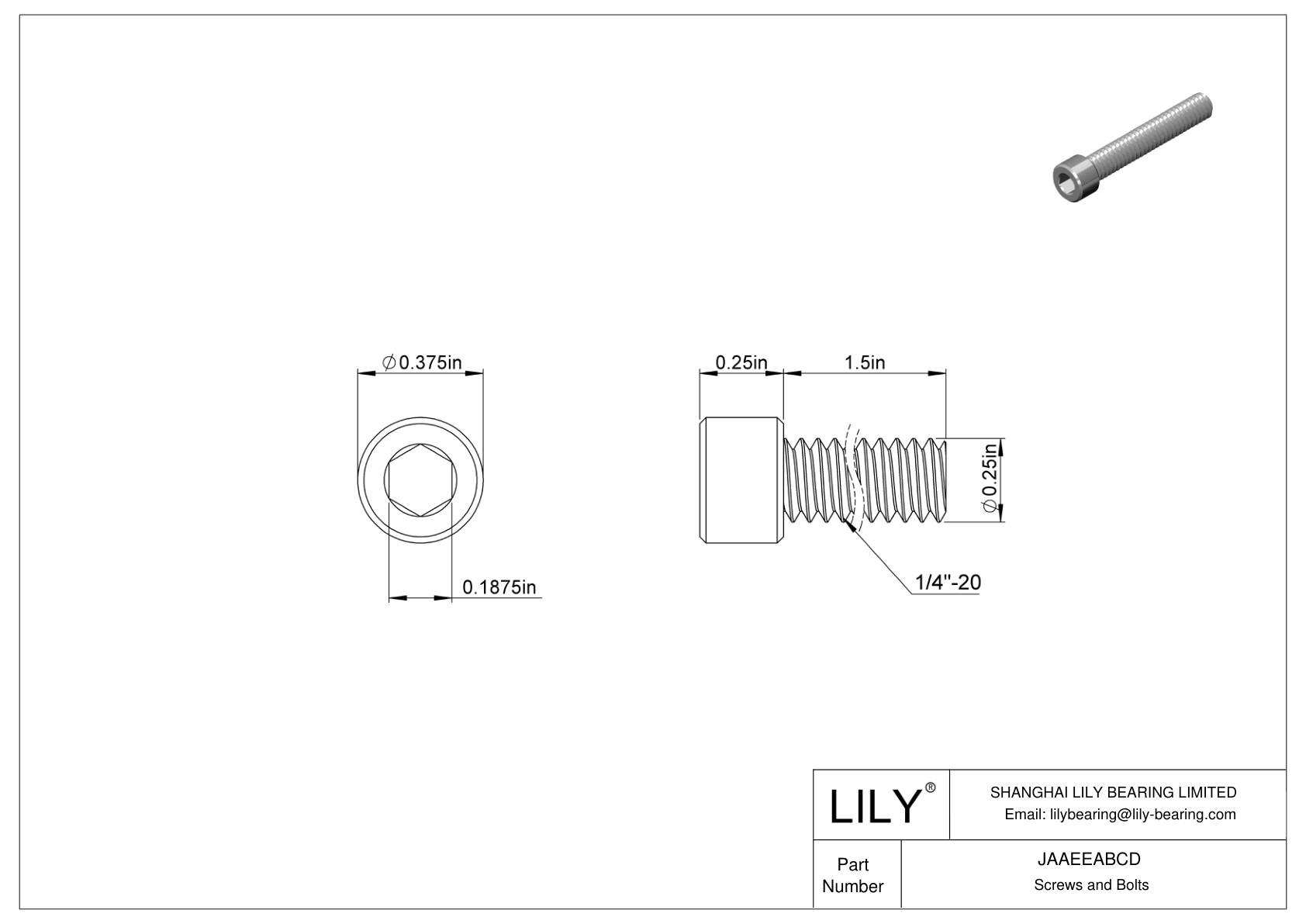 JAAEEABCD 合金钢内六角螺钉 cad drawing