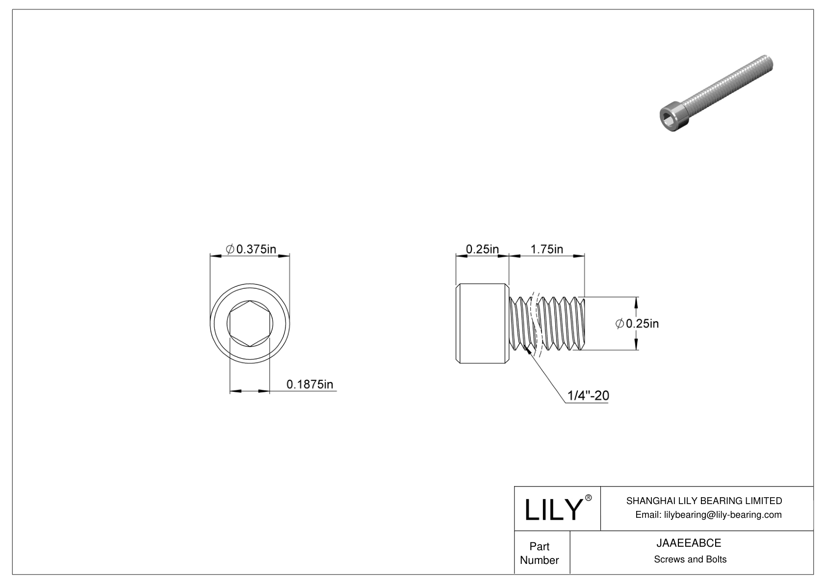 JAAEEABCE 合金钢内六角螺钉 cad drawing