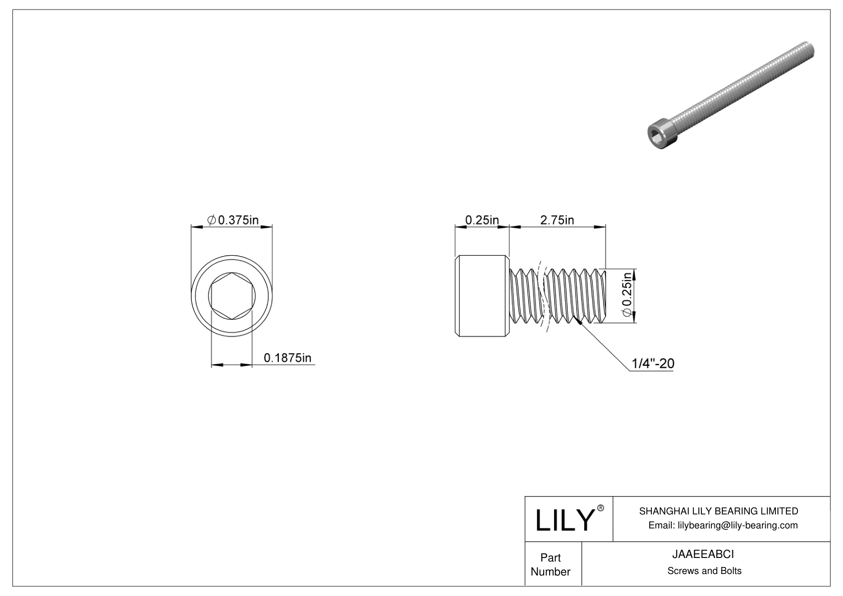 JAAEEABCI Alloy Steel Socket Head Screws cad drawing