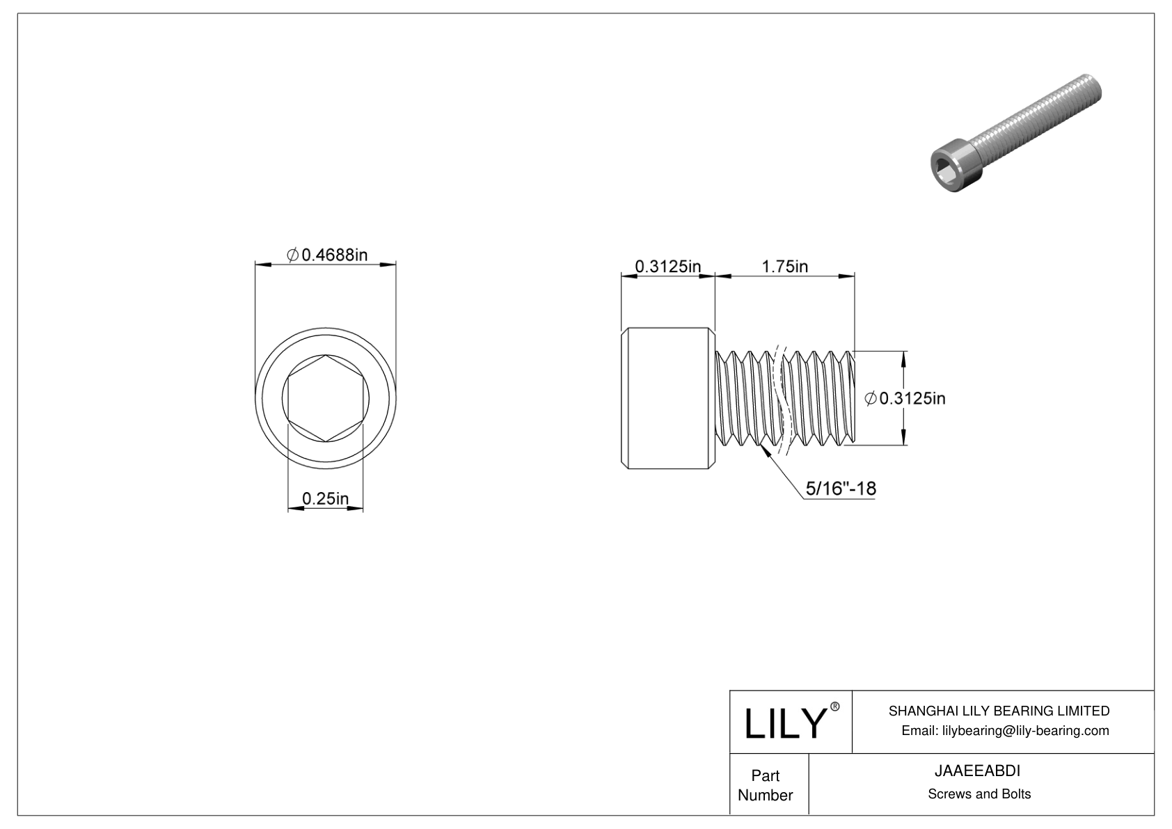 JAAEEABDI 合金钢内六角螺钉 cad drawing