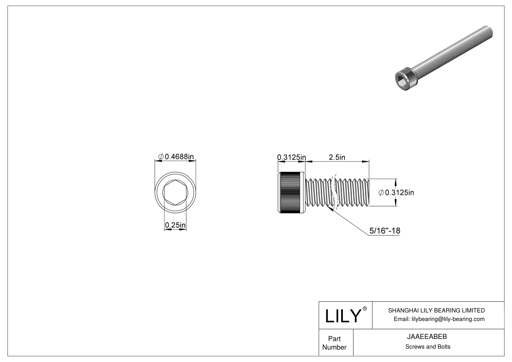 JAAEEABEB Alloy Steel Socket Head Screws cad drawing