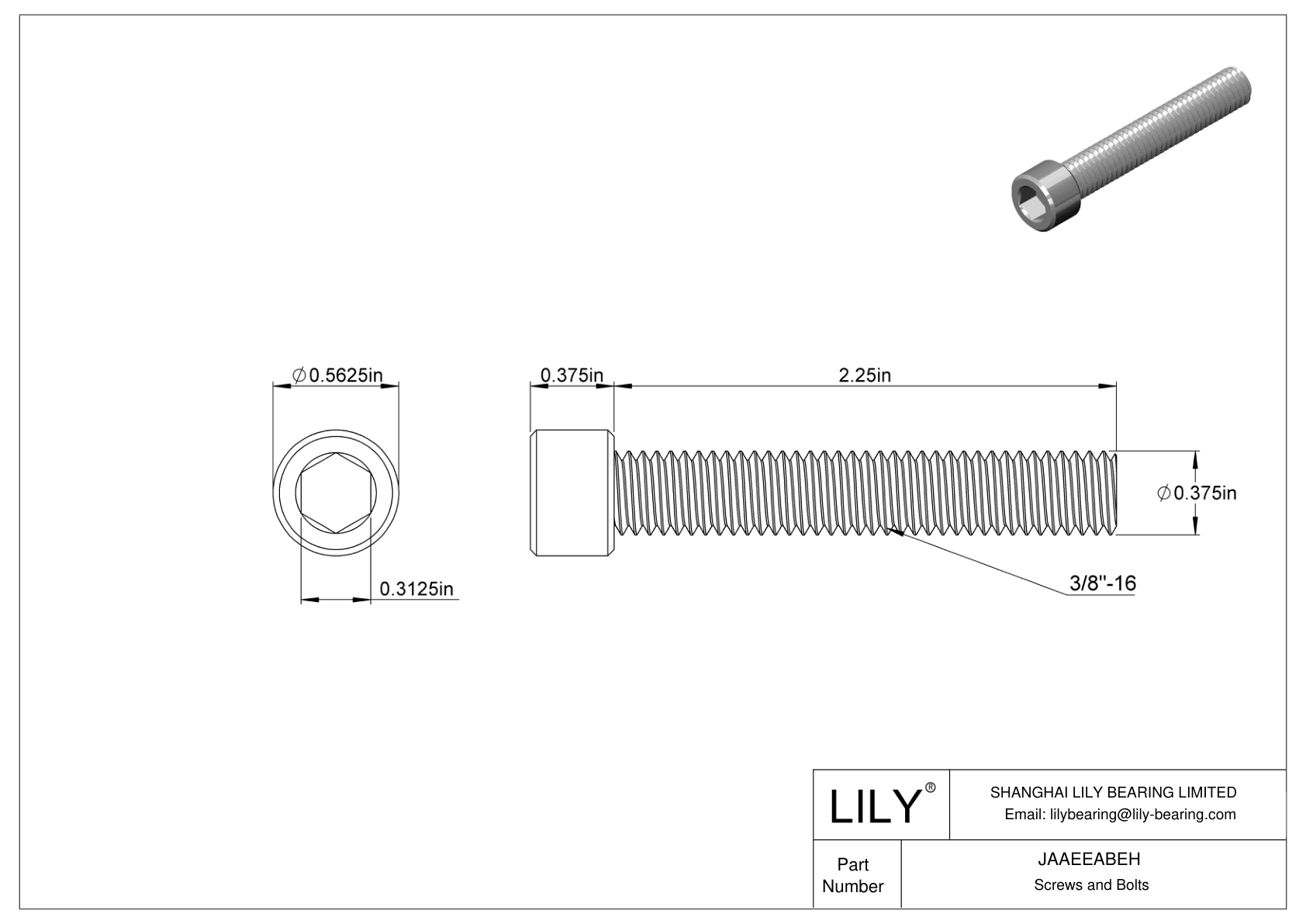 JAAEEABEH Tornillos de cabeza cilíndrica de acero aleado cad drawing