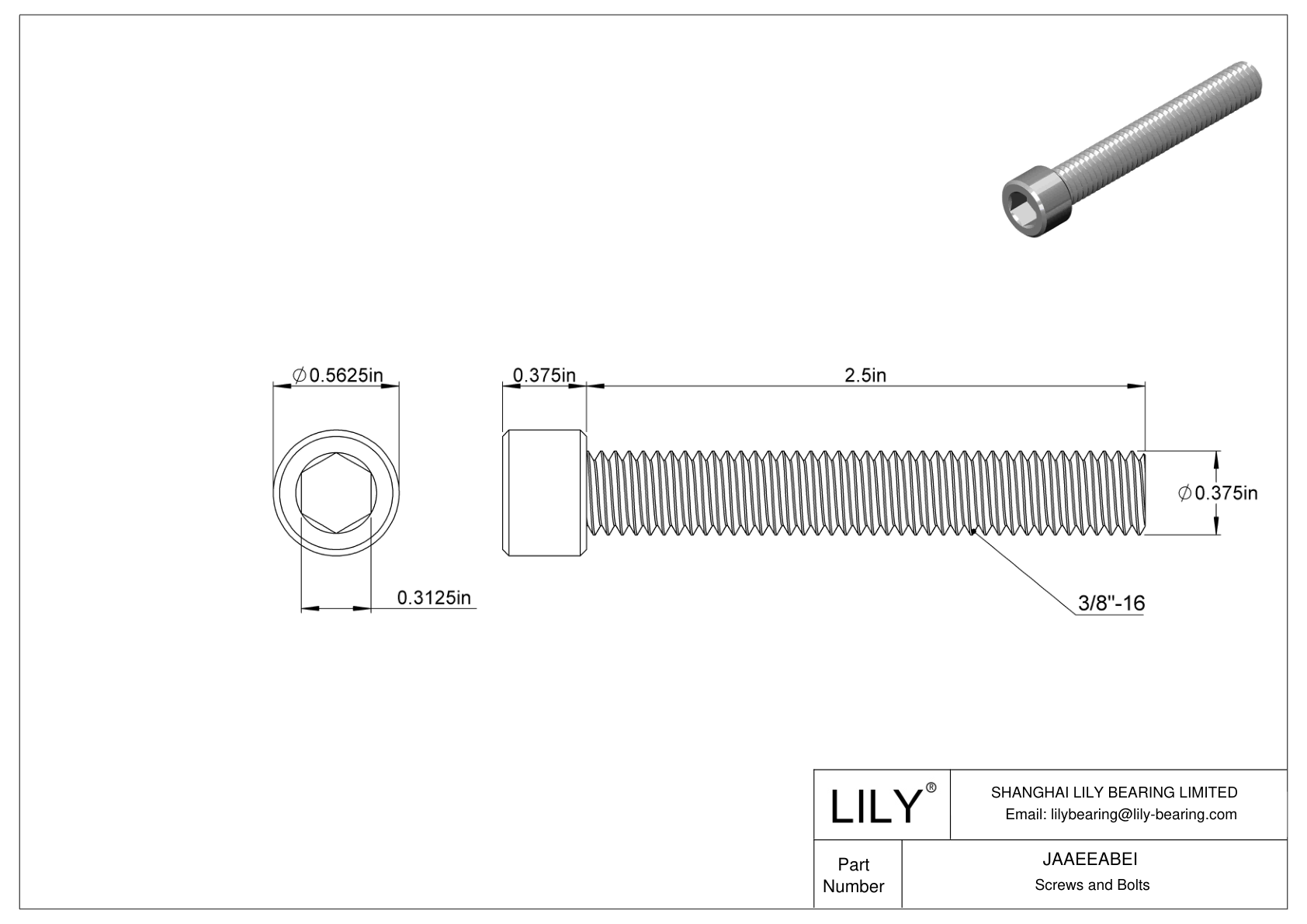 JAAEEABEI 合金钢内六角螺钉 cad drawing