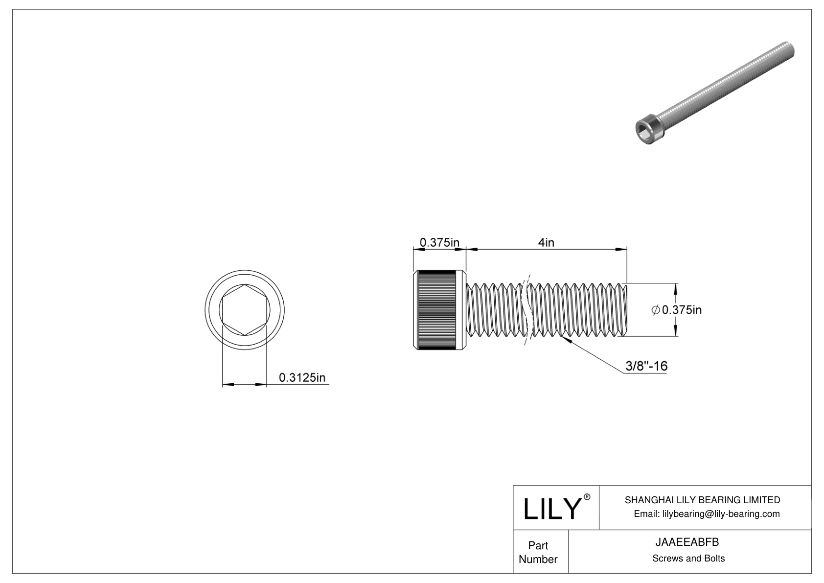 JAAEEABFB 合金钢内六角螺钉 cad drawing