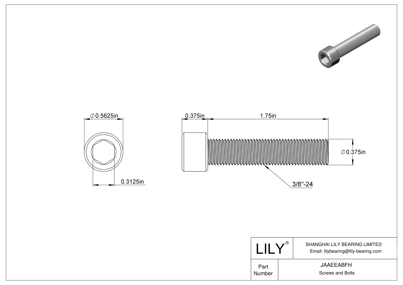 JAAEEABFH 合金钢内六角螺钉 cad drawing