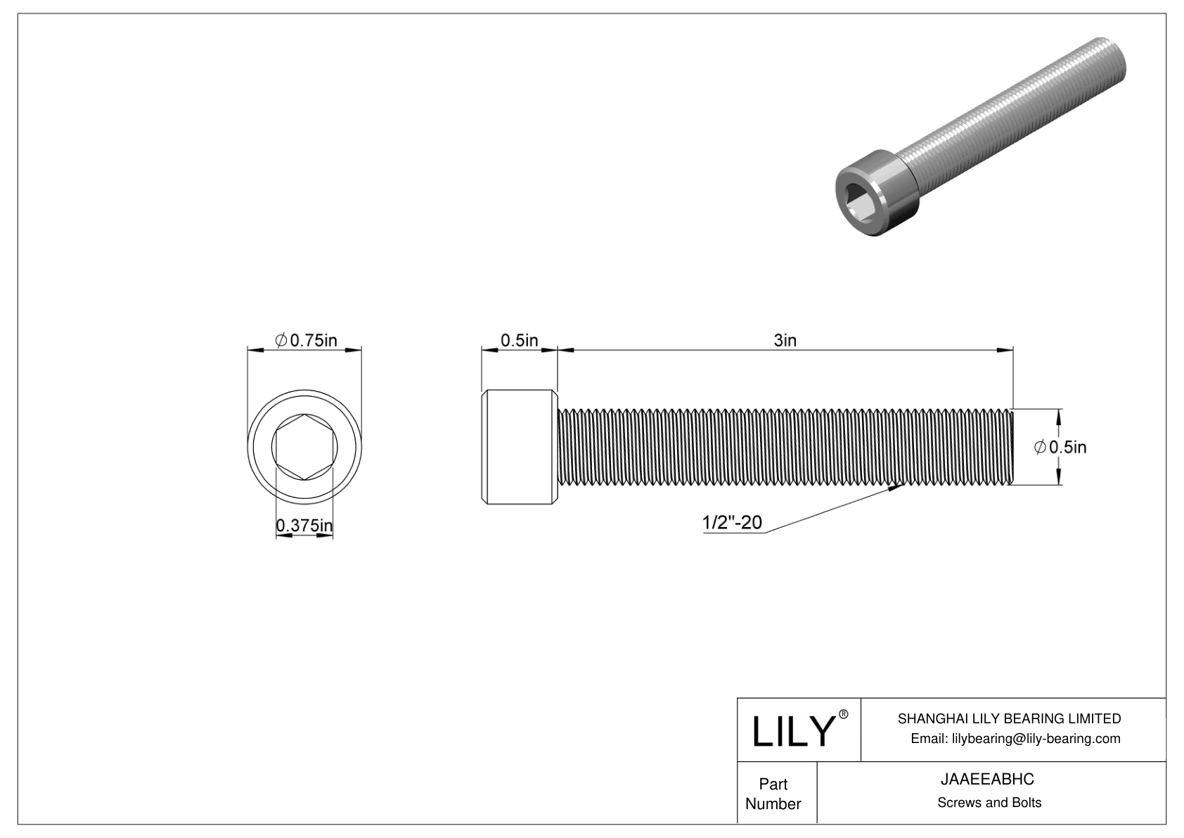 JAAEEABHC 合金钢内六角螺钉 cad drawing