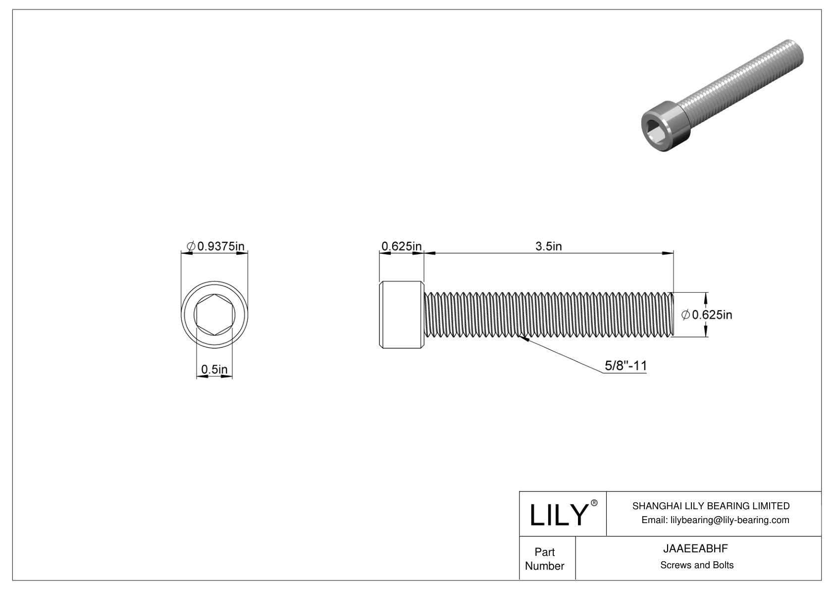 JAAEEABHF Alloy Steel Socket Head Screws cad drawing