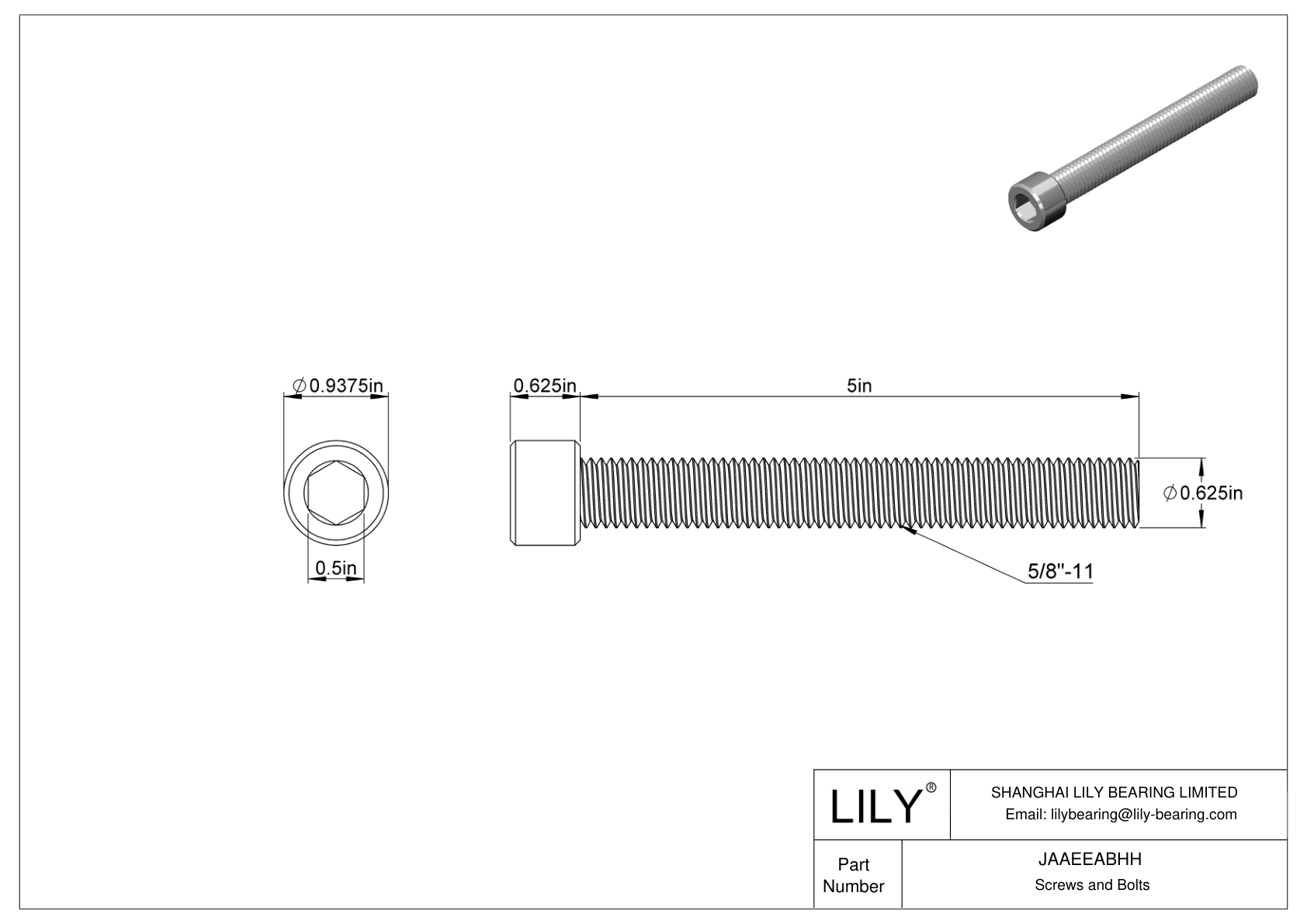 JAAEEABHH 合金钢内六角螺钉 cad drawing