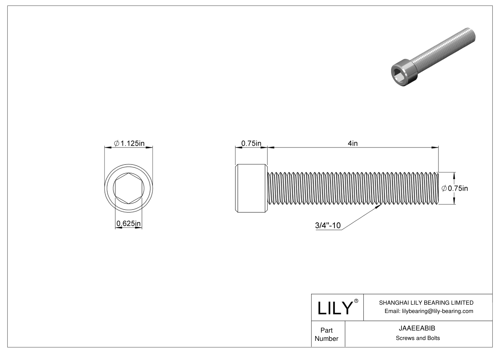 JAAEEABIB 合金钢内六角螺钉 cad drawing