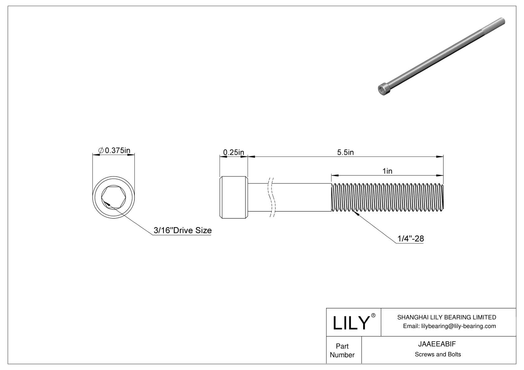 JAAEEABIF 合金钢内六角螺钉 cad drawing