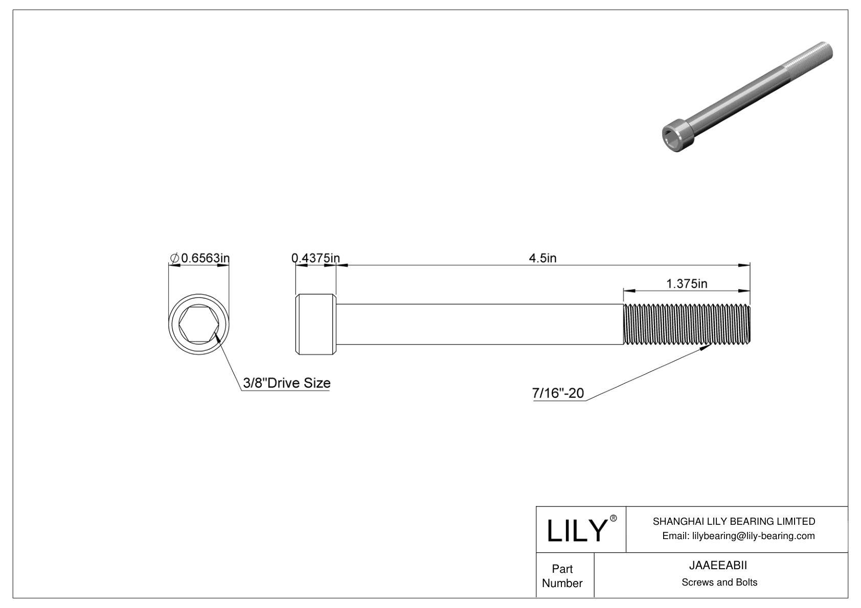 JAAEEABII 合金钢内六角螺钉 cad drawing