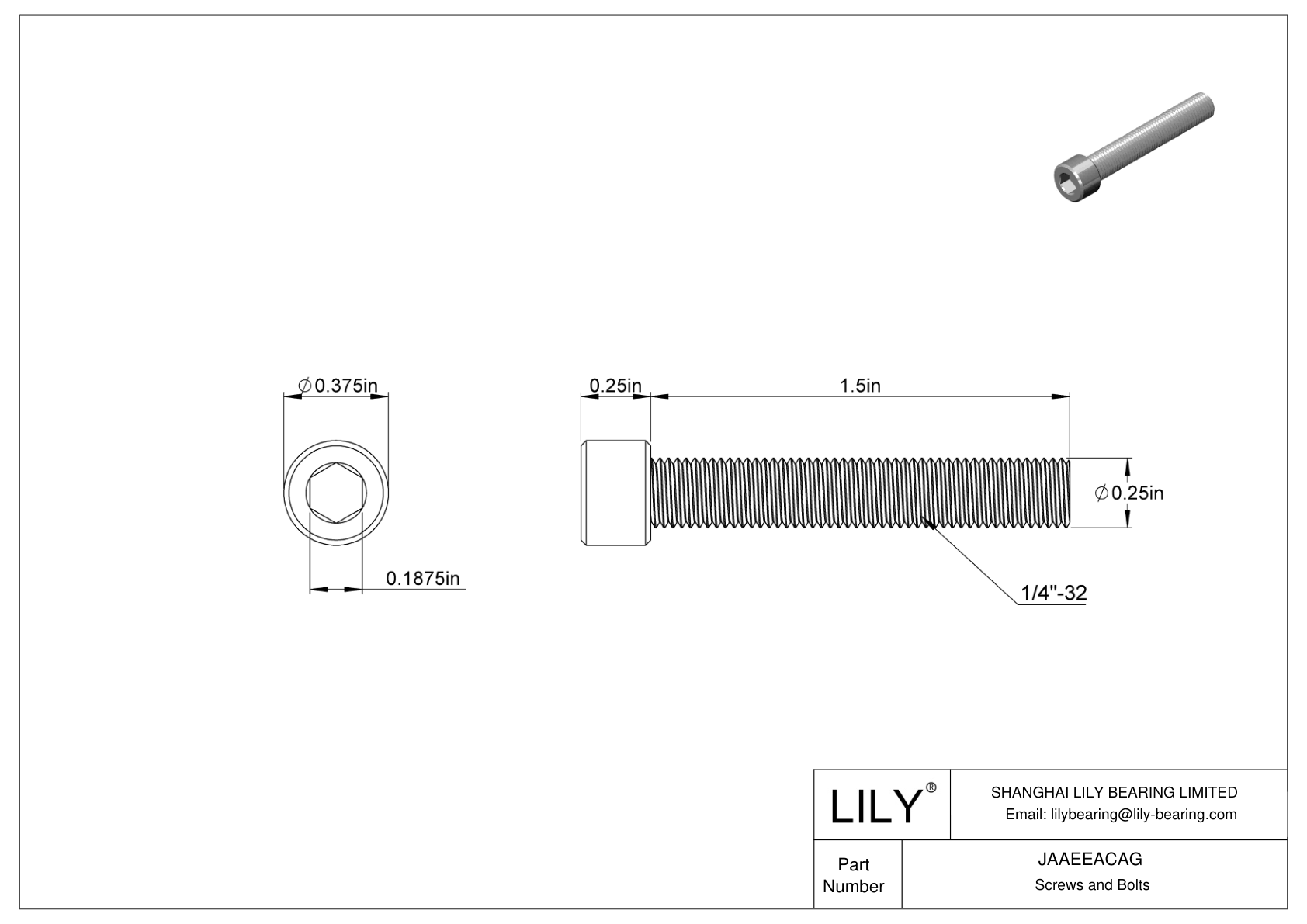 JAAEEACAG Tornillos de cabeza cilíndrica de acero aleado cad drawing