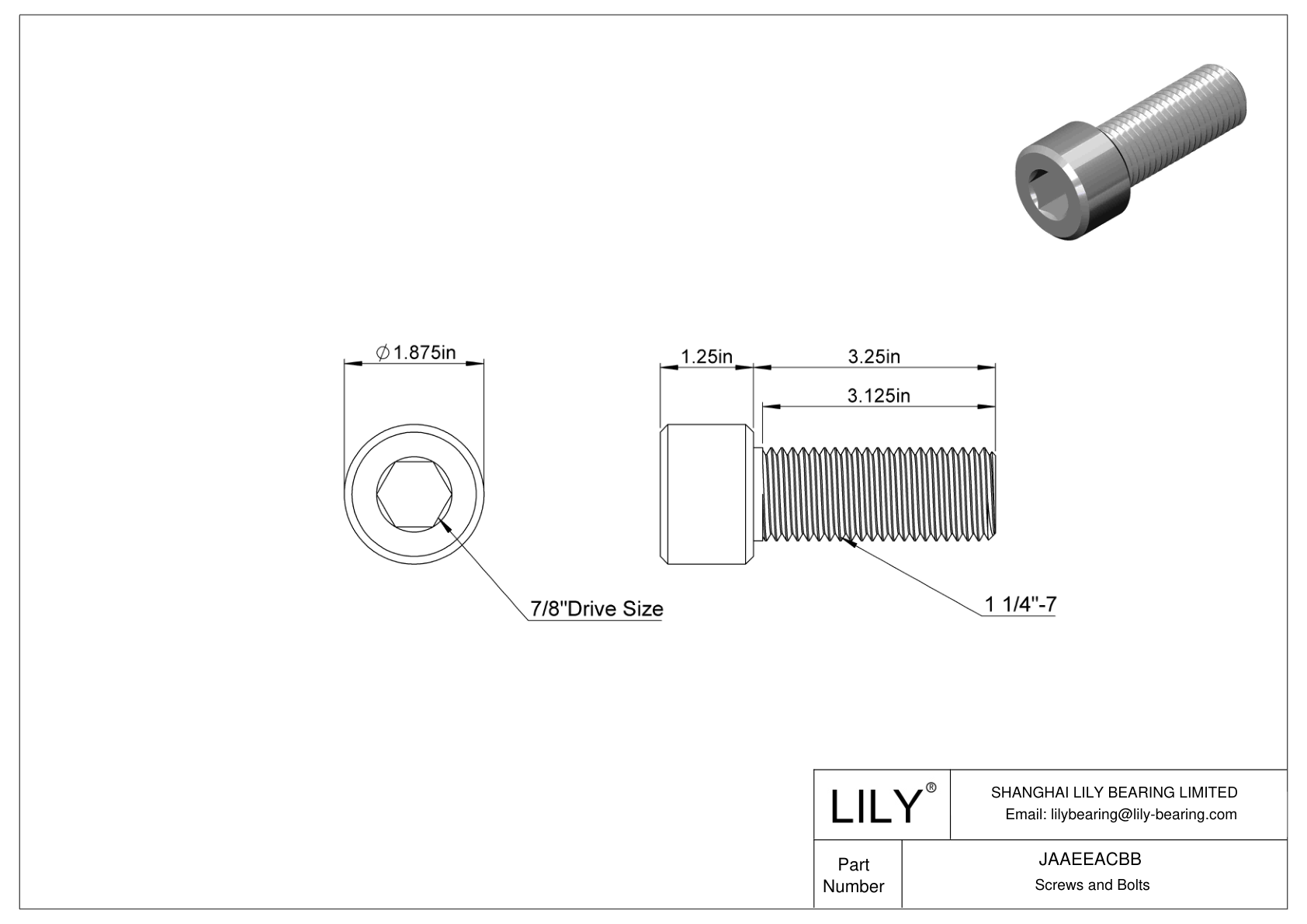 JAAEEACBB Tornillos de cabeza cilíndrica de acero aleado cad drawing