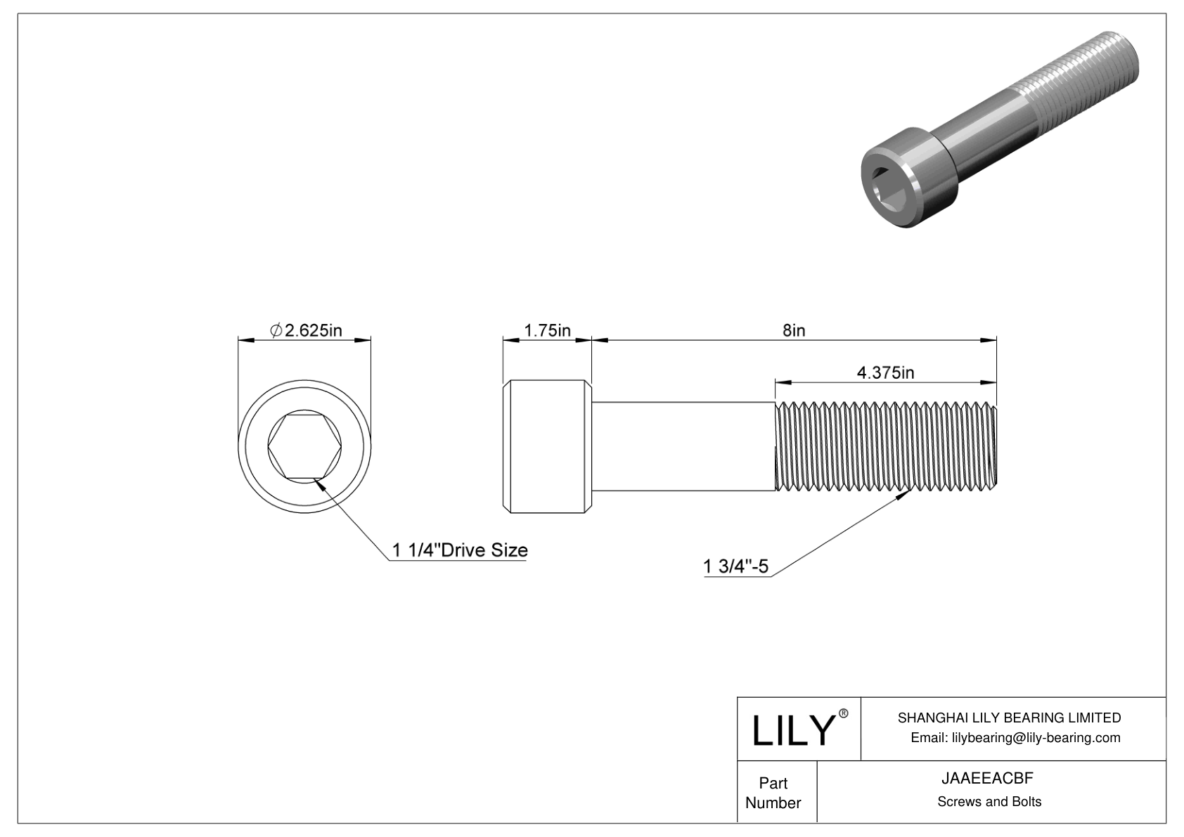 JAAEEACBF Alloy Steel Socket Head Screws cad drawing