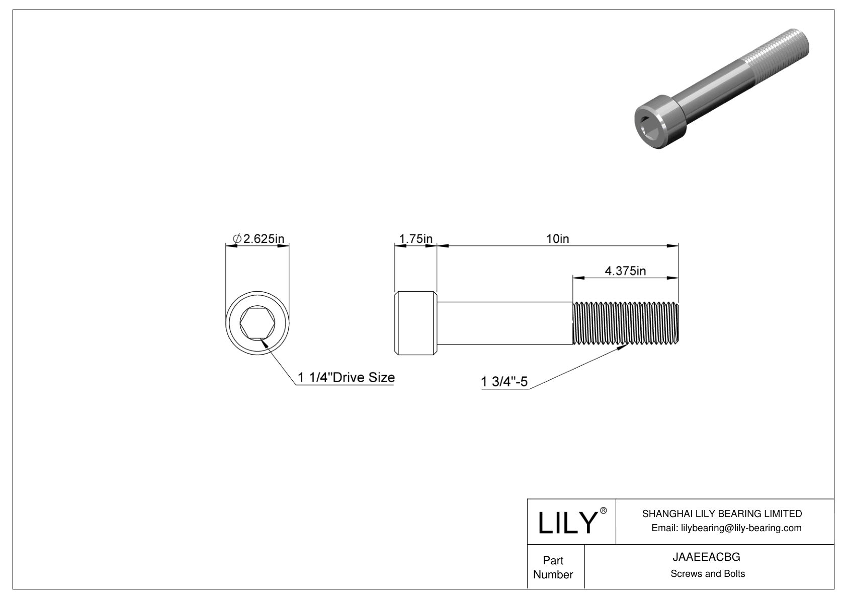 JAAEEACBG 合金钢内六角螺钉 cad drawing