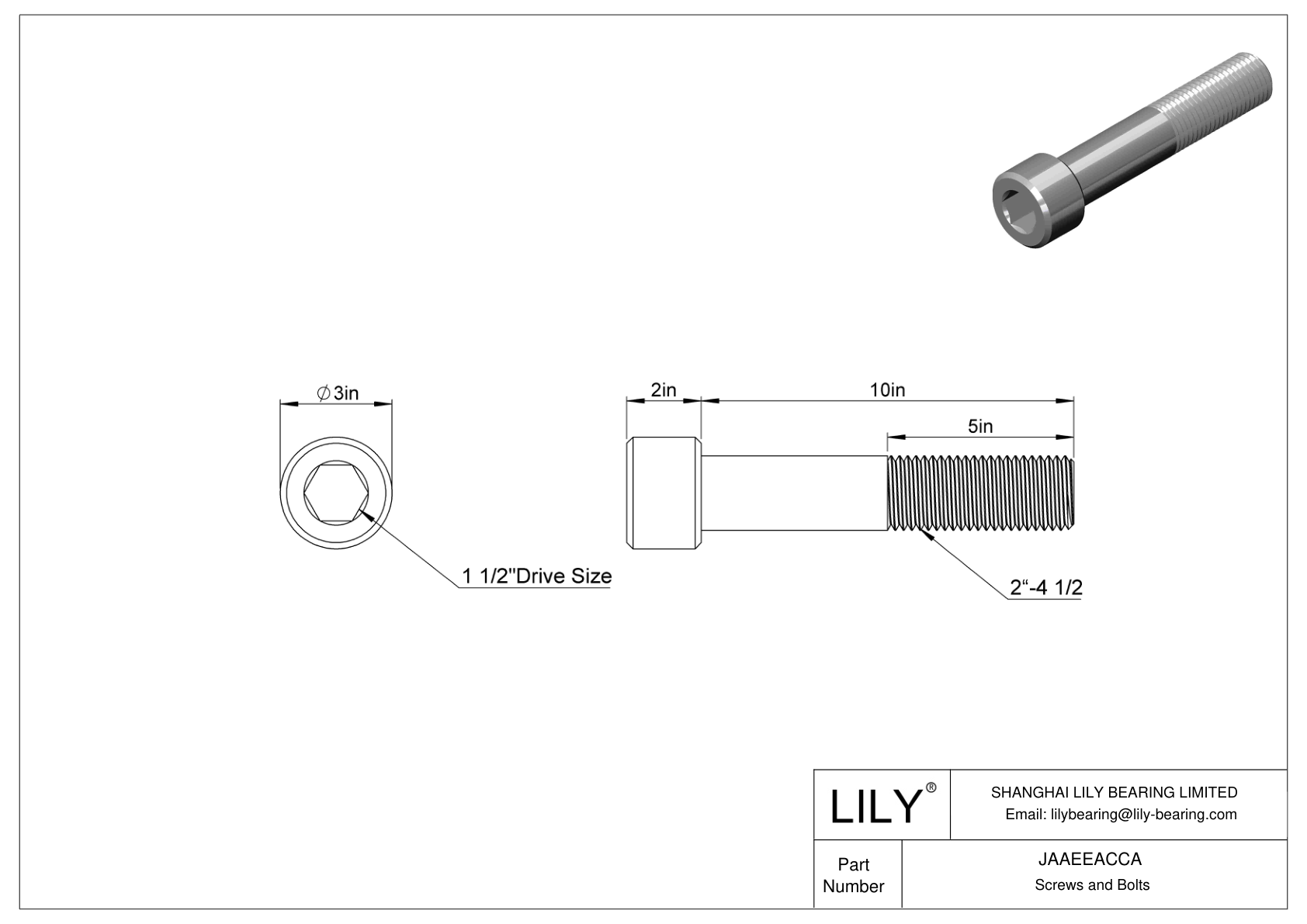 JAAEEACCA Tornillos de cabeza cilíndrica de acero aleado cad drawing