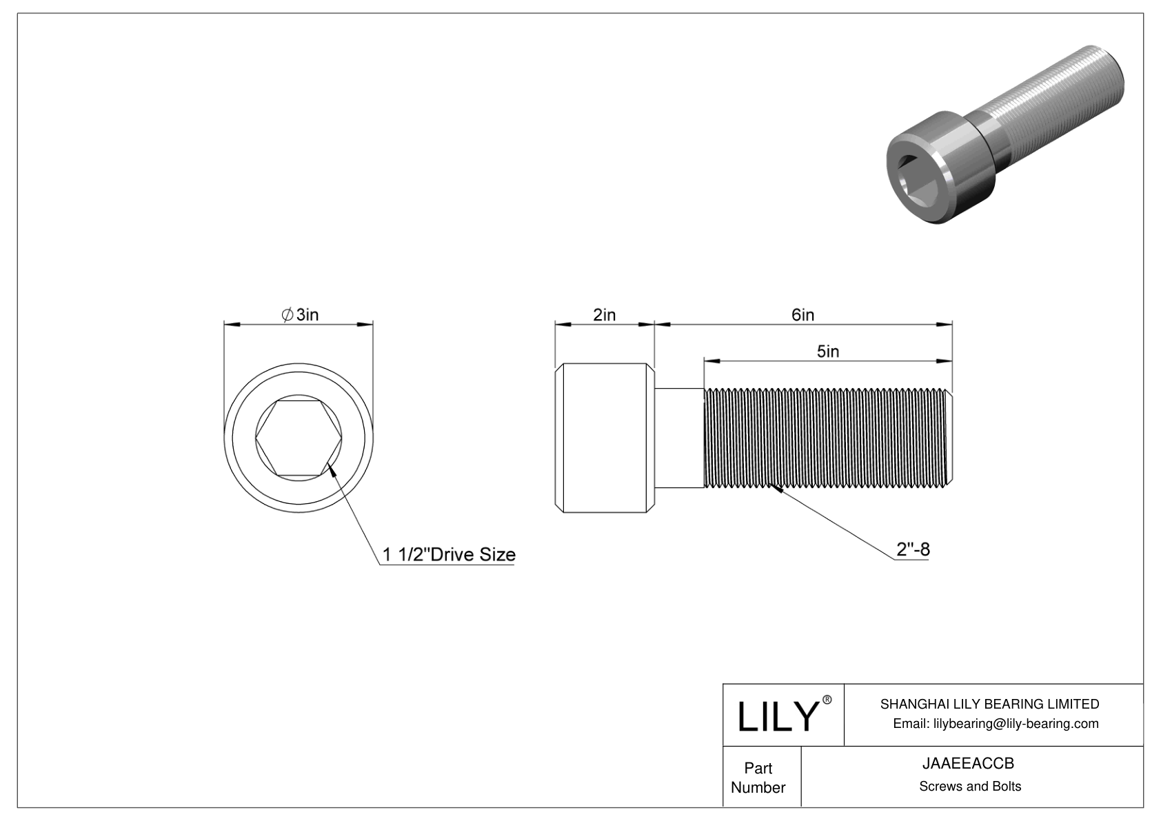 JAAEEACCB Alloy Steel Socket Head Screws cad drawing