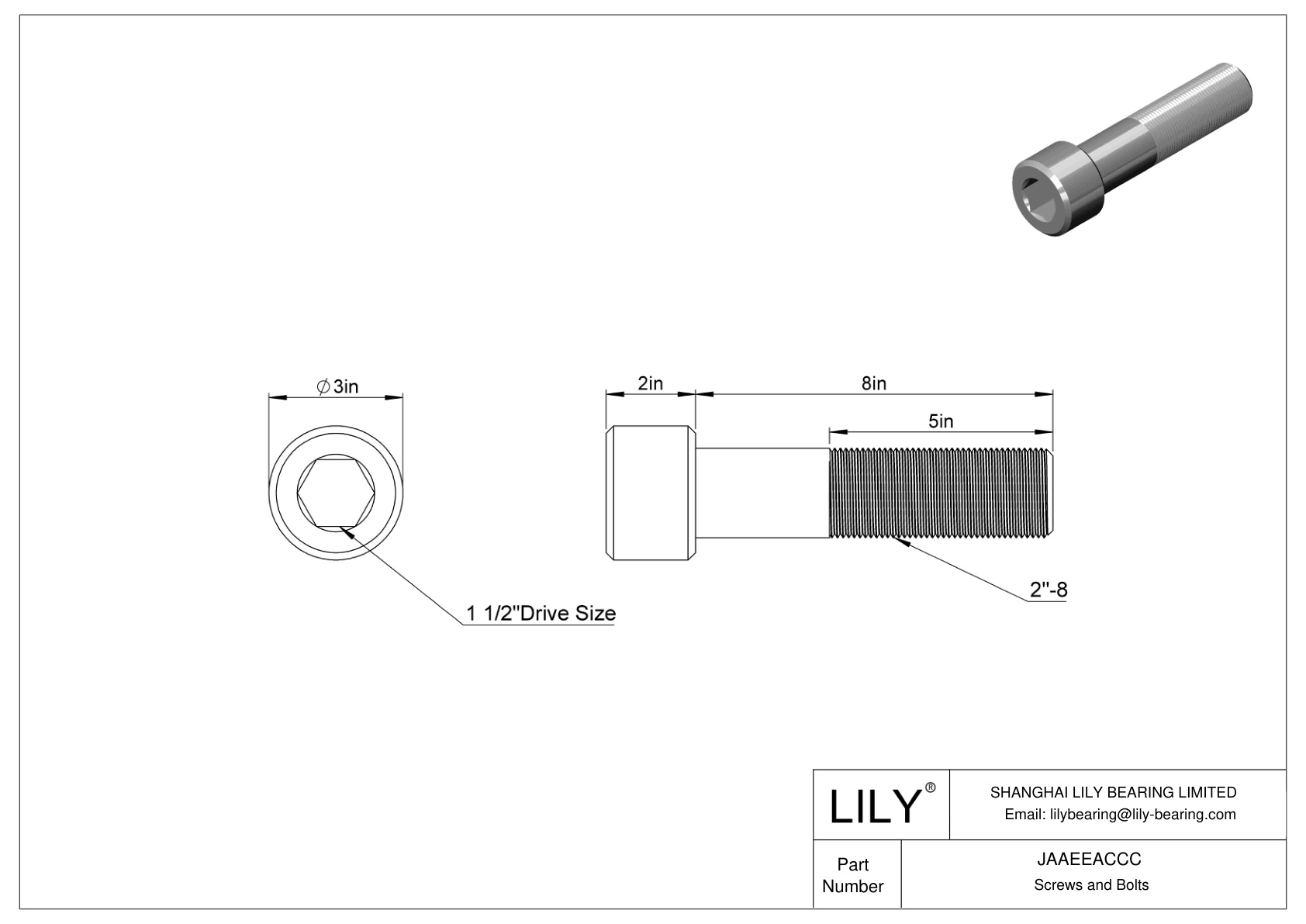 JAAEEACCC Alloy Steel Socket Head Screws cad drawing