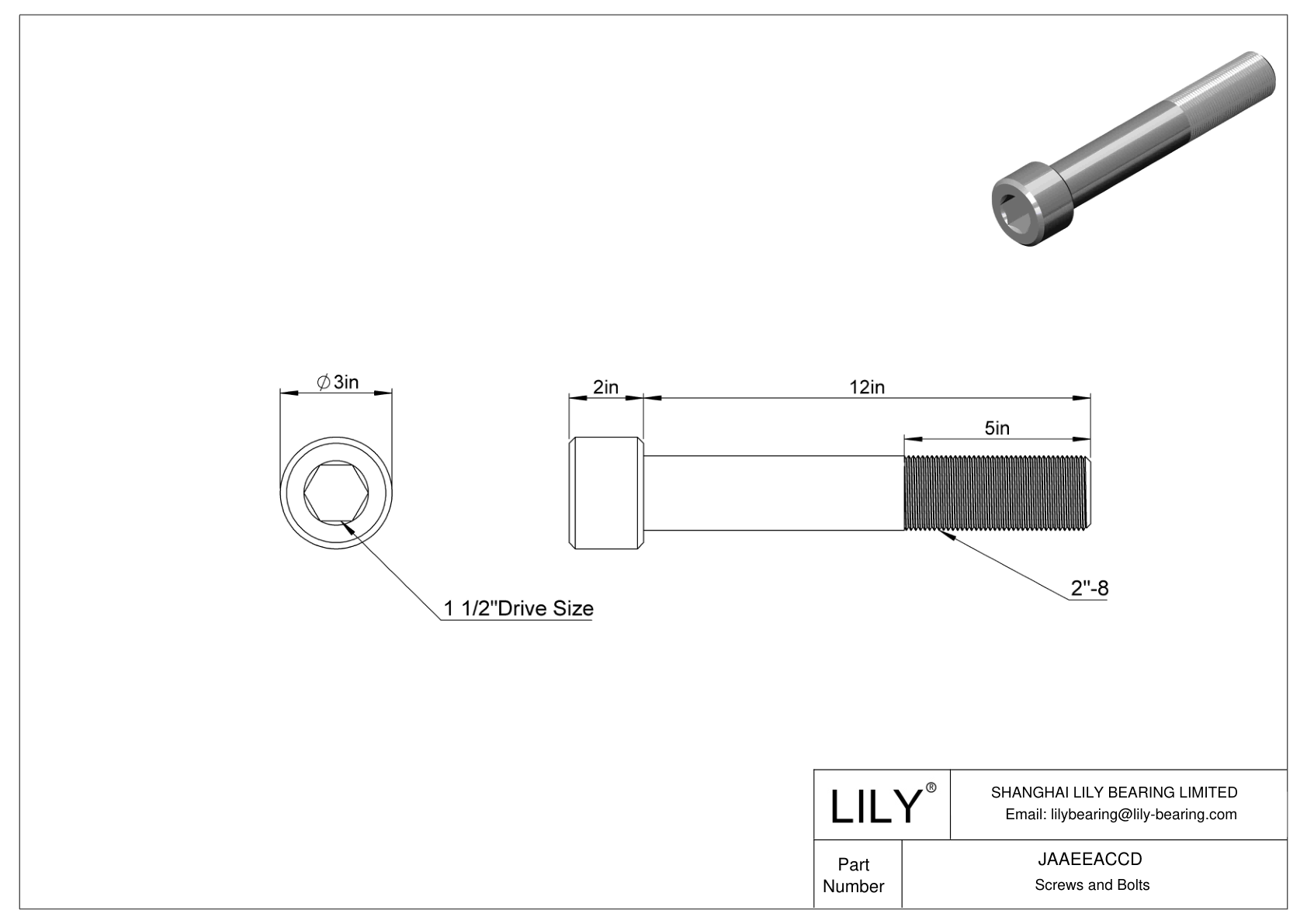 JAAEEACCD 合金钢内六角螺钉 cad drawing