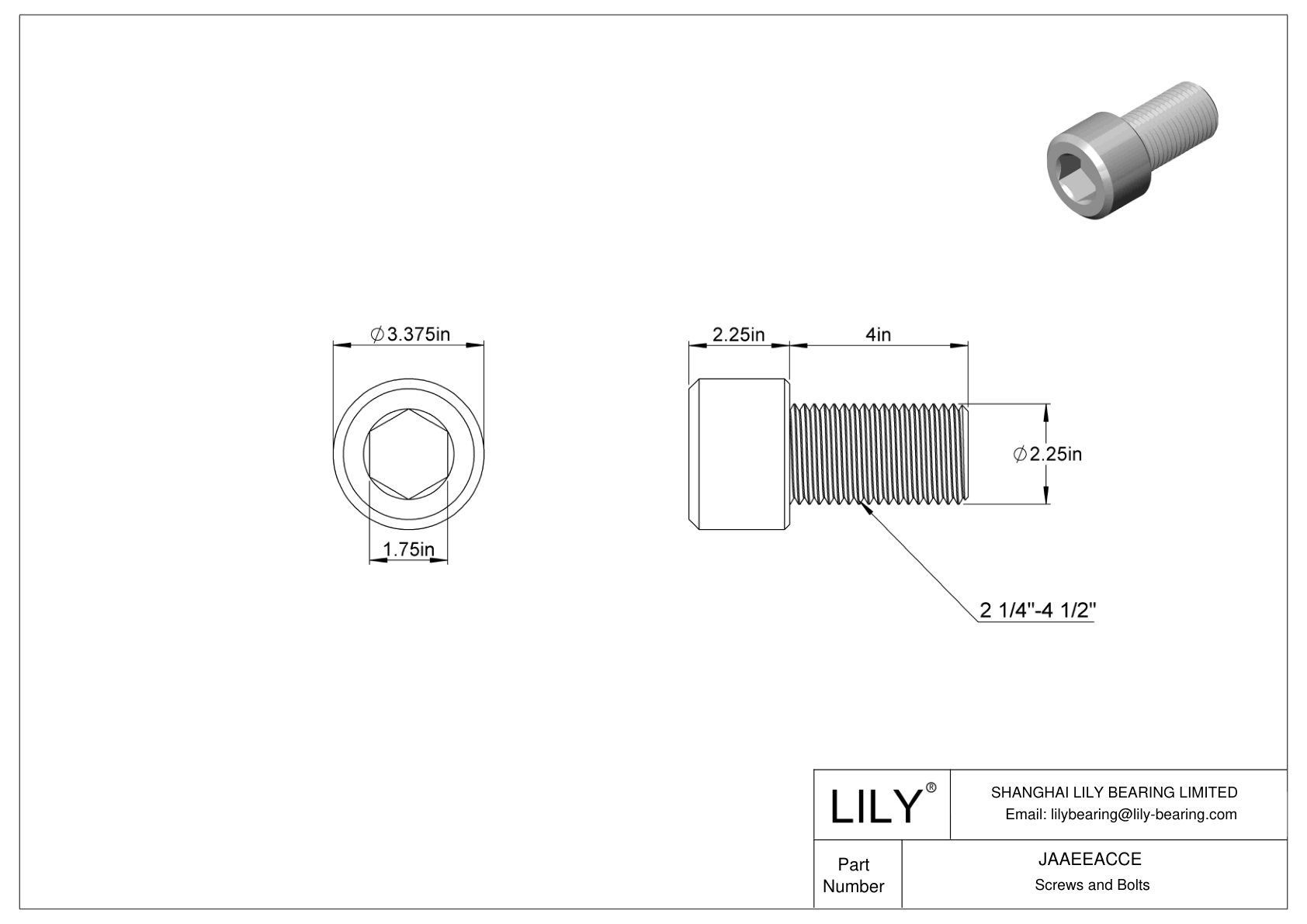 JAAEEACCE 合金钢内六角螺钉 cad drawing