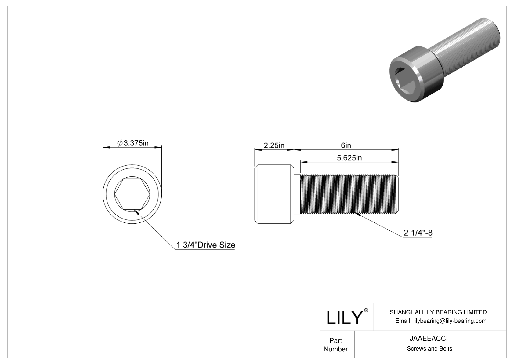 JAAEEACCI Alloy Steel Socket Head Screws cad drawing