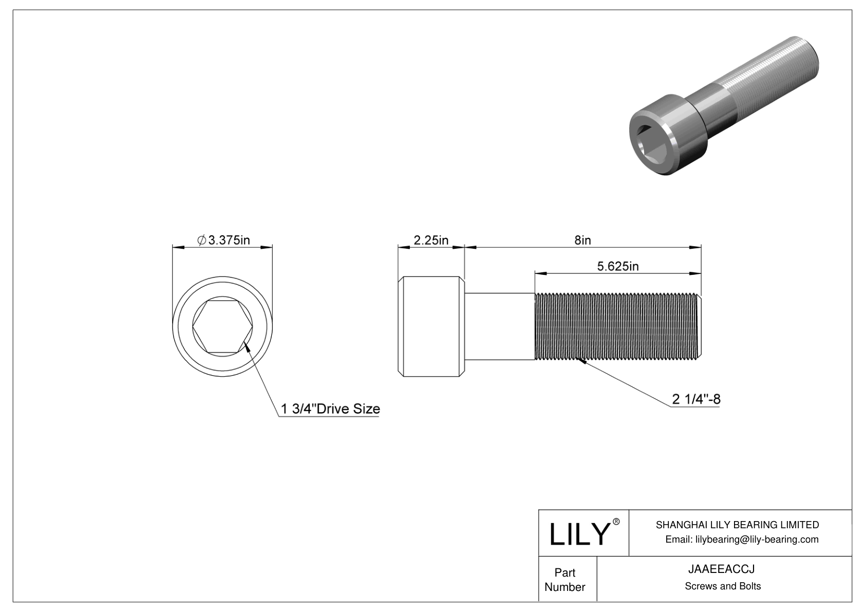 JAAEEACCJ 合金钢内六角螺钉 cad drawing