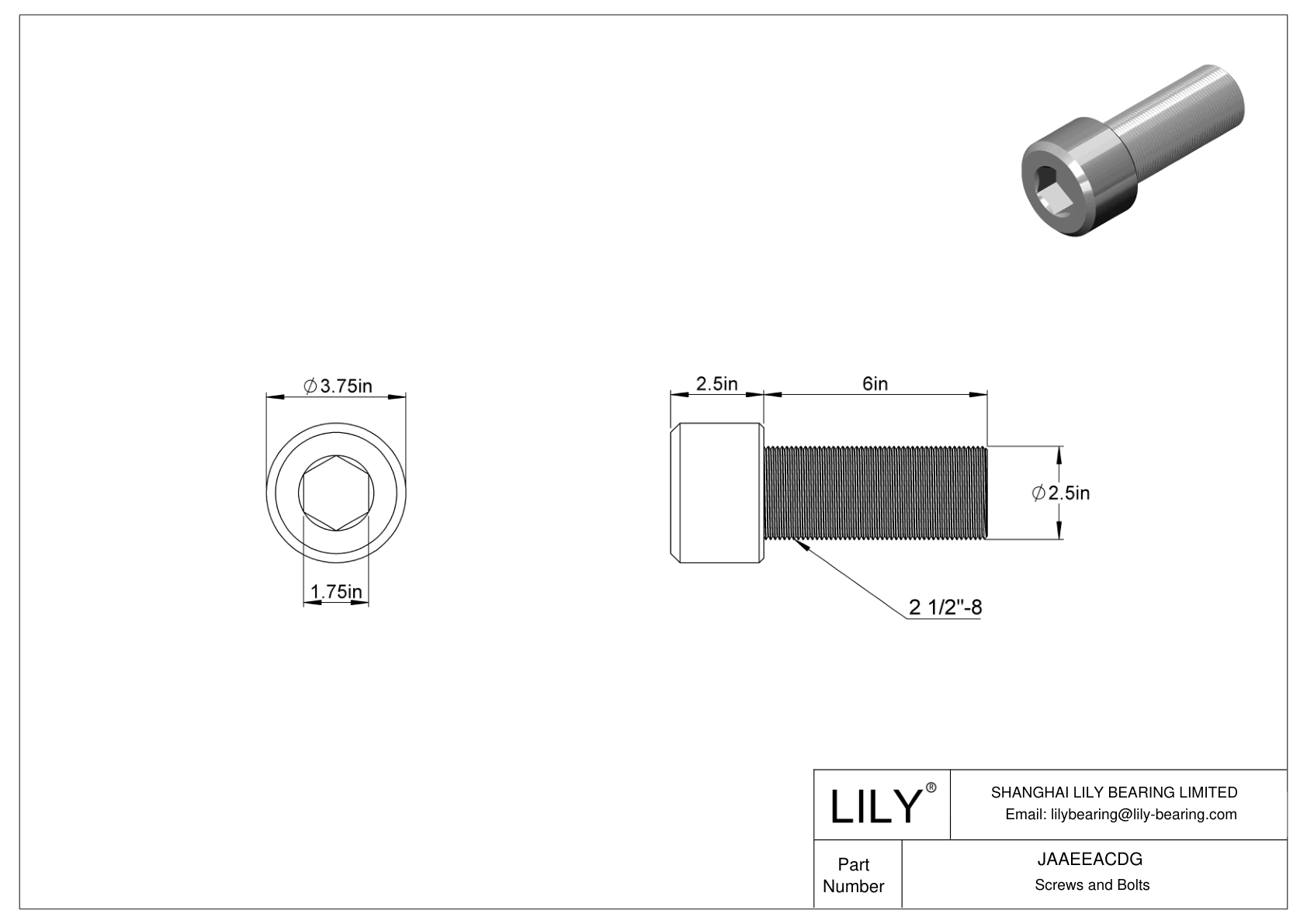 JAAEEACDG Alloy Steel Socket Head Screws cad drawing