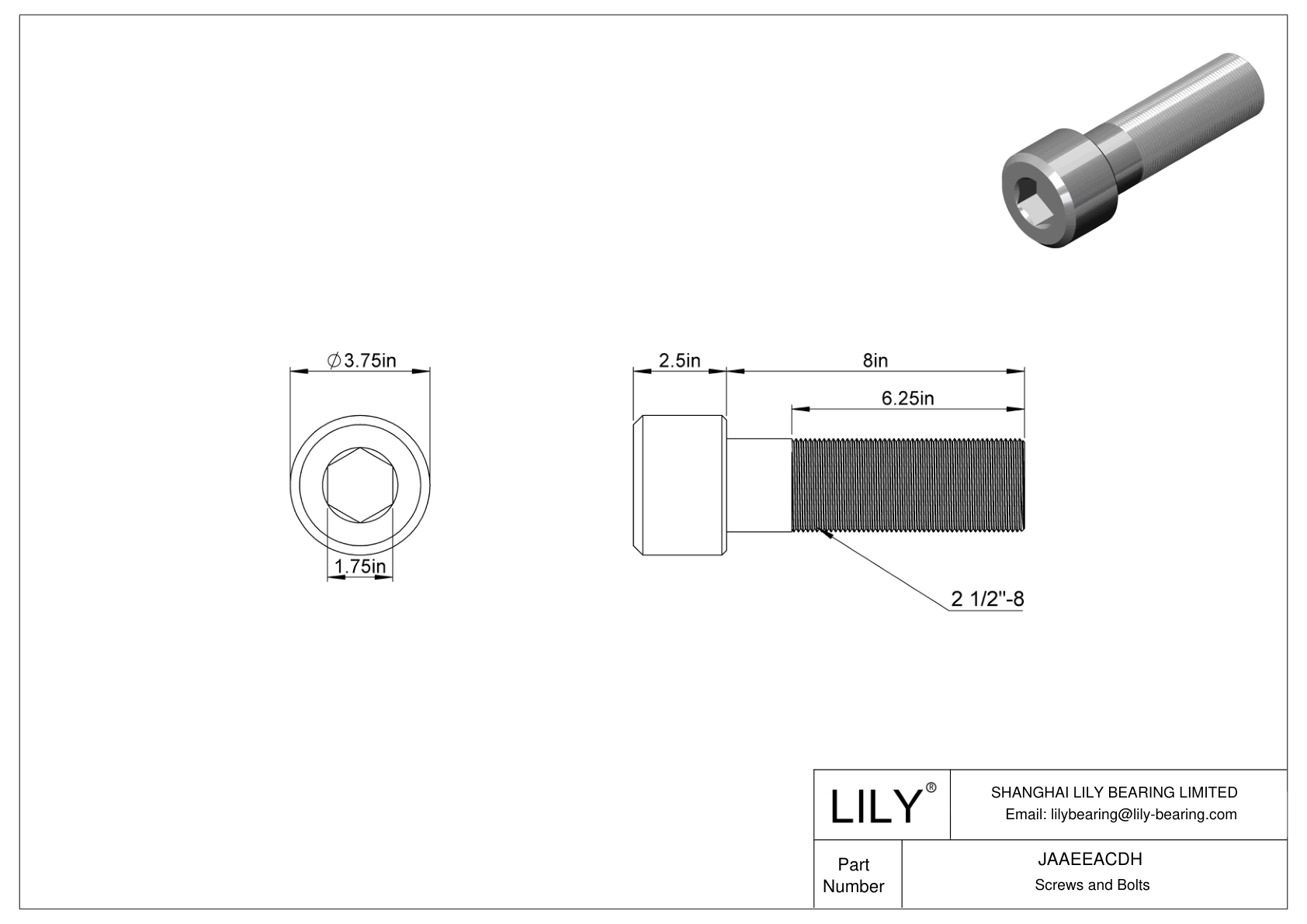 JAAEEACDH Tornillos de cabeza cilíndrica de acero aleado cad drawing