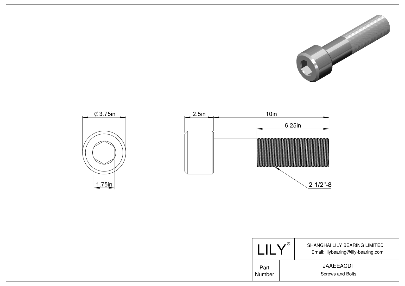 JAAEEACDI 合金钢内六角螺钉 cad drawing