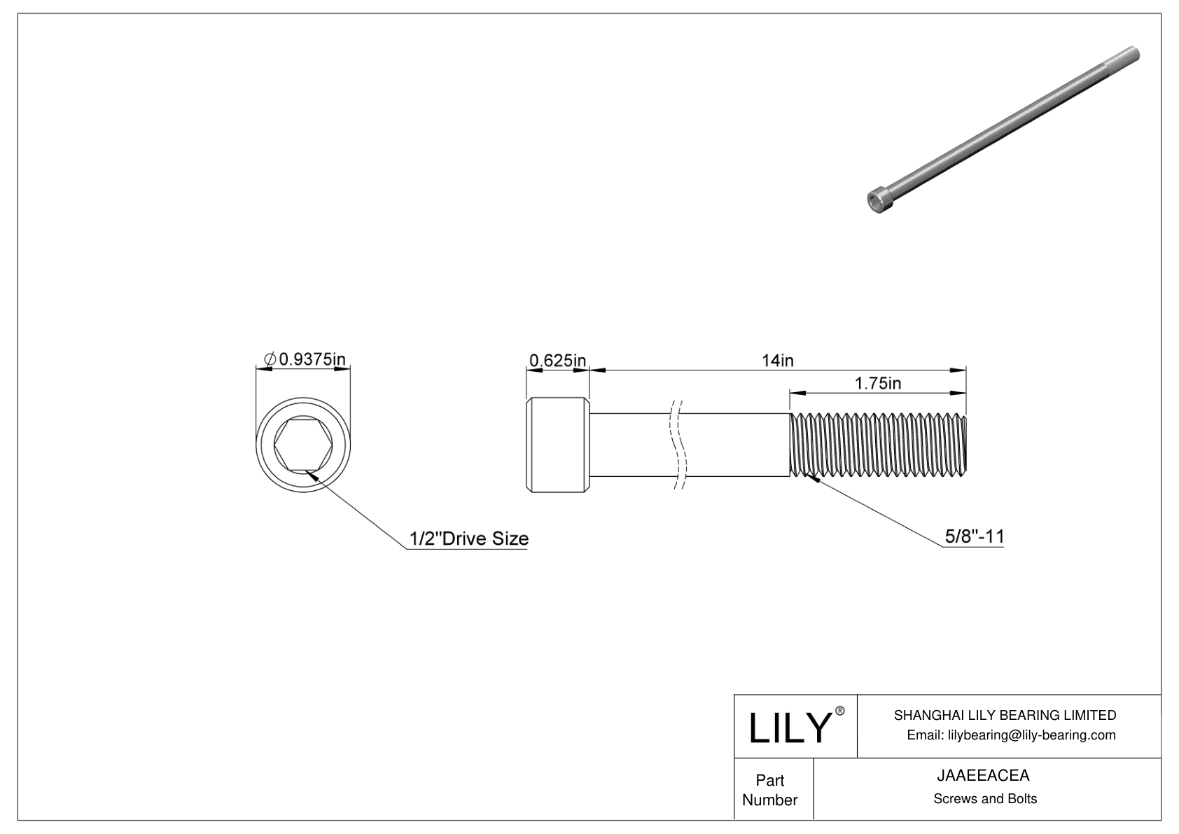 JAAEEACEA Tornillos de cabeza cilíndrica de acero aleado cad drawing