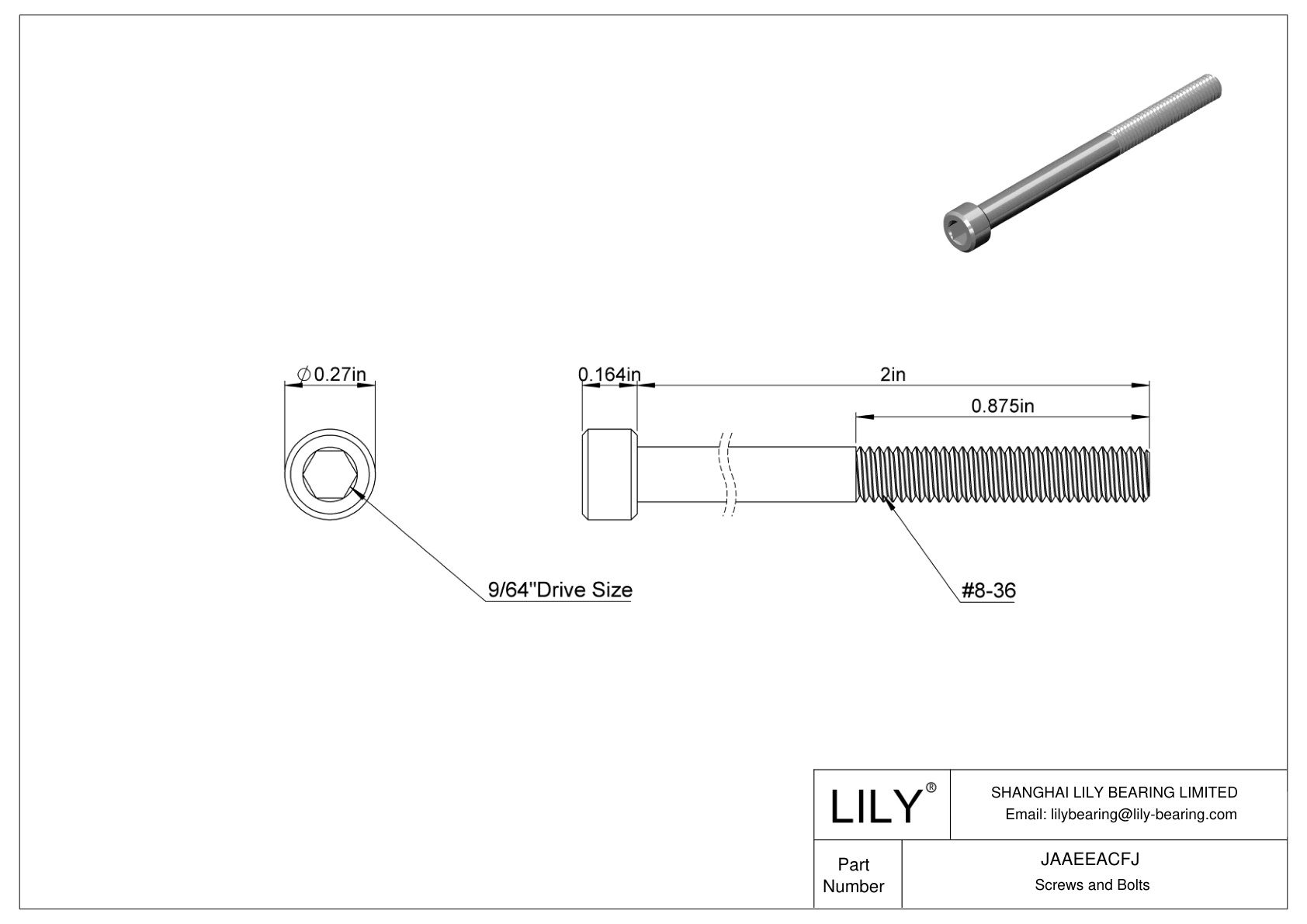 JAAEEACFJ Tornillos de cabeza cilíndrica de acero aleado cad drawing