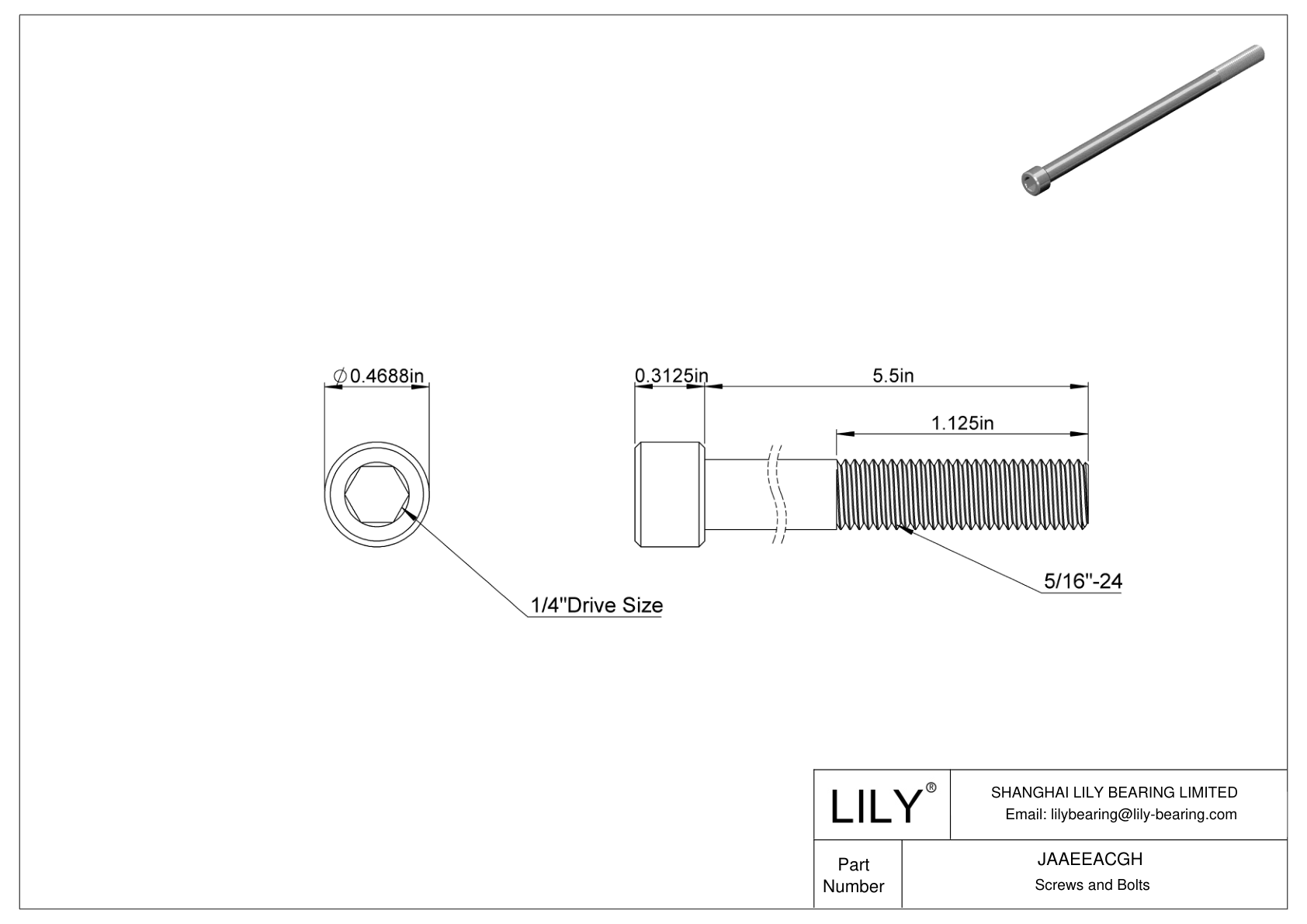 JAAEEACGH 合金钢内六角螺钉 cad drawing