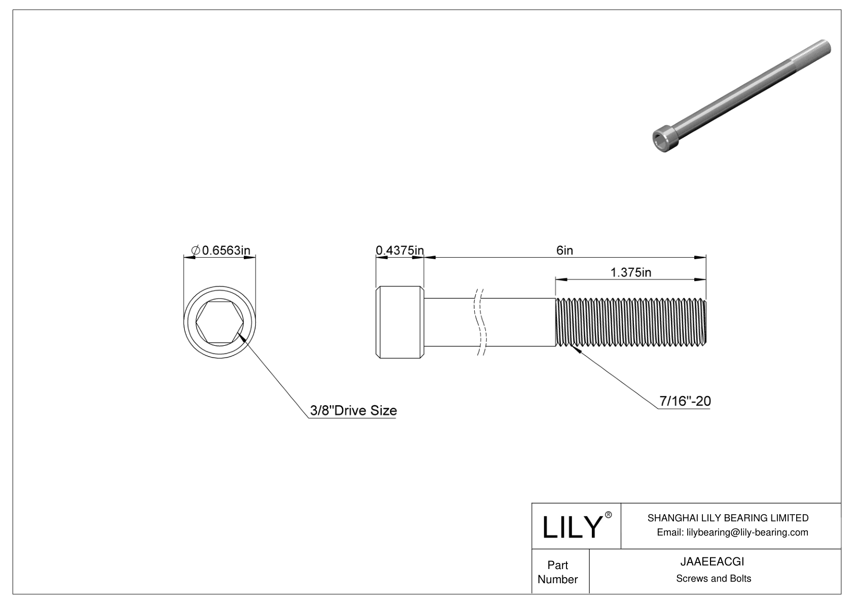 JAAEEACGI Alloy Steel Socket Head Screws cad drawing