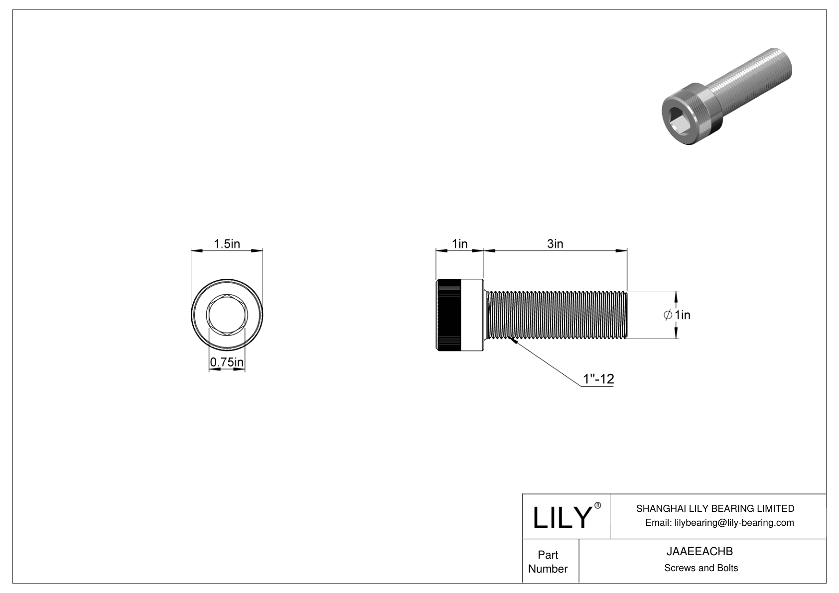 JAAEEACHB 合金钢内六角螺钉 cad drawing