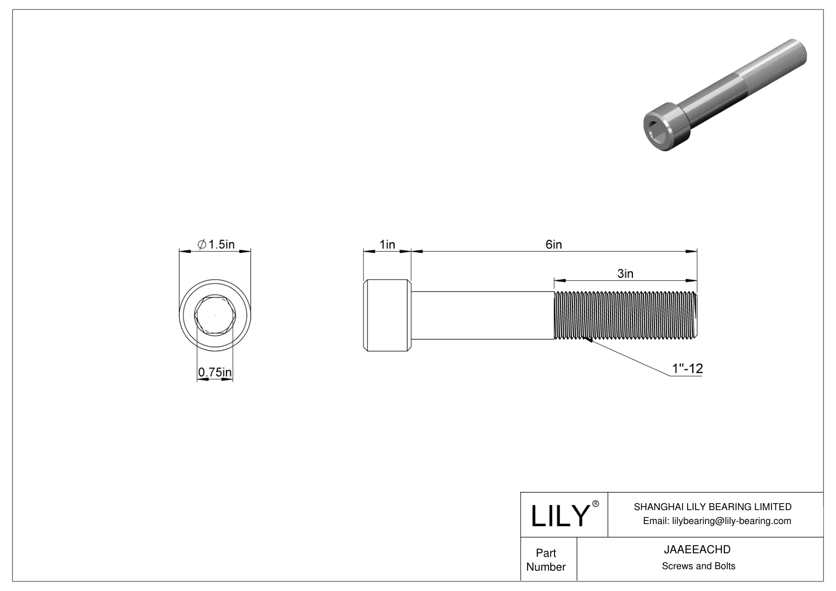 JAAEEACHD Tornillos de cabeza cilíndrica de acero aleado cad drawing