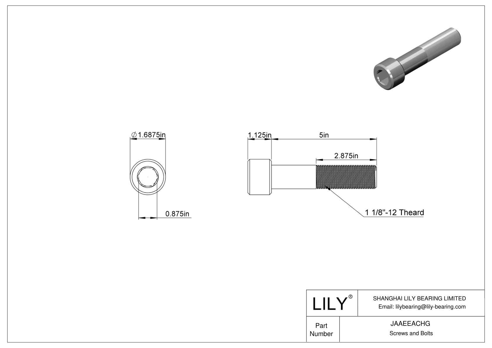 JAAEEACHG Tornillos de cabeza cilíndrica de acero aleado cad drawing