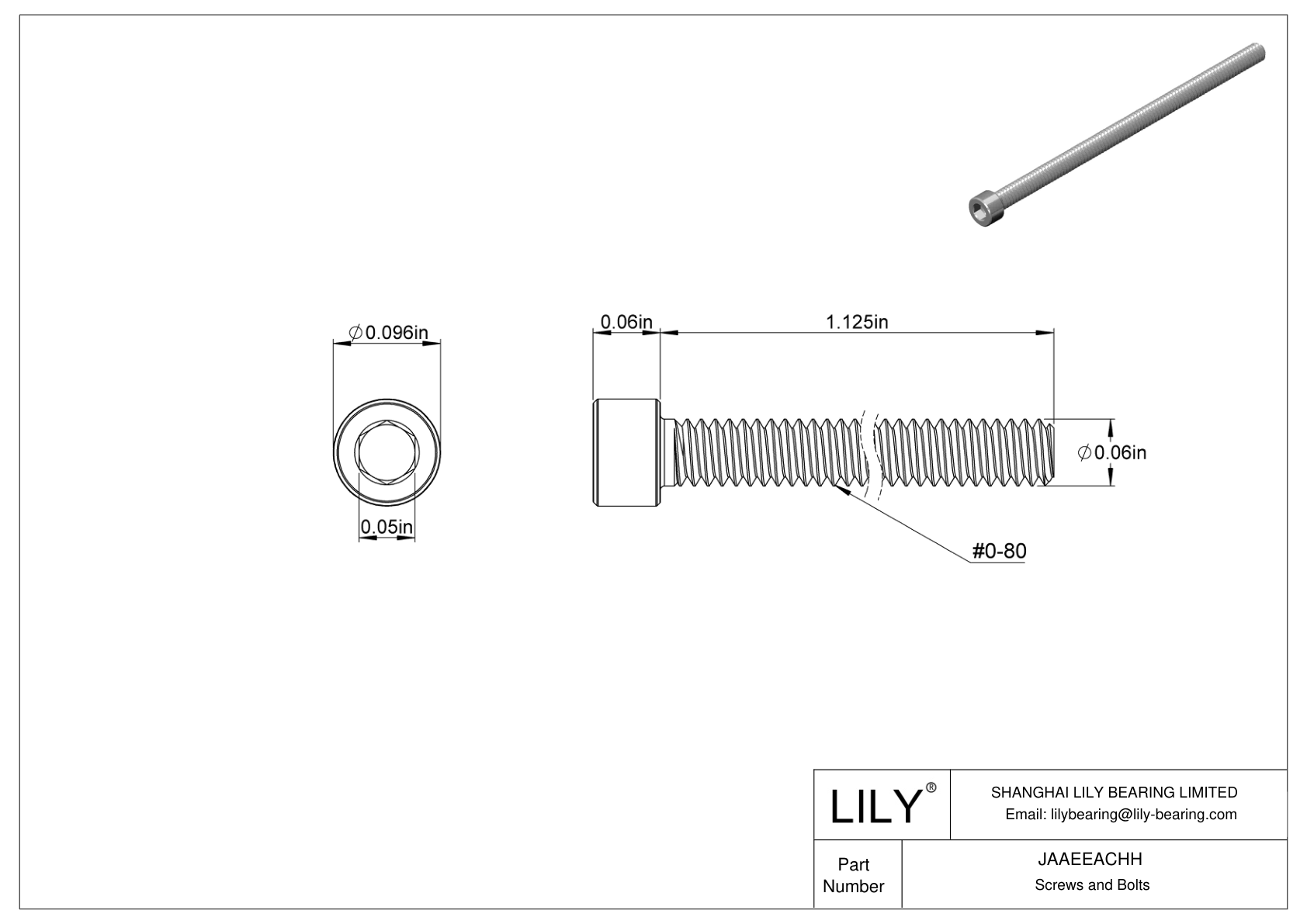 JAAEEACHH Alloy Steel Socket Head Screws cad drawing