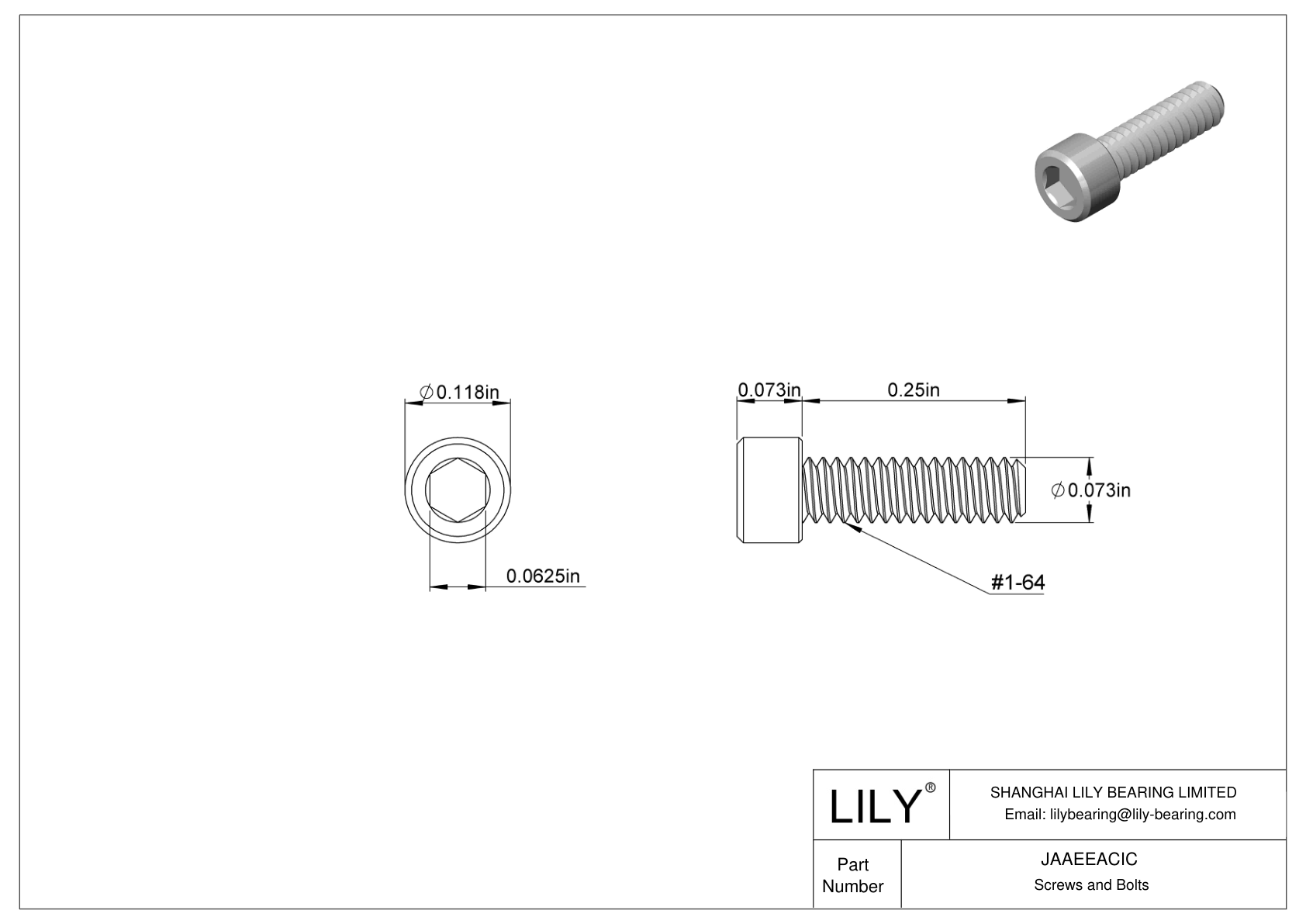 JAAEEACIC 合金钢内六角螺钉 cad drawing