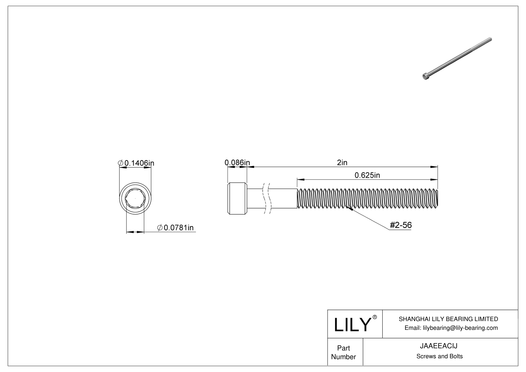 JAAEEACIJ Alloy Steel Socket Head Screws cad drawing