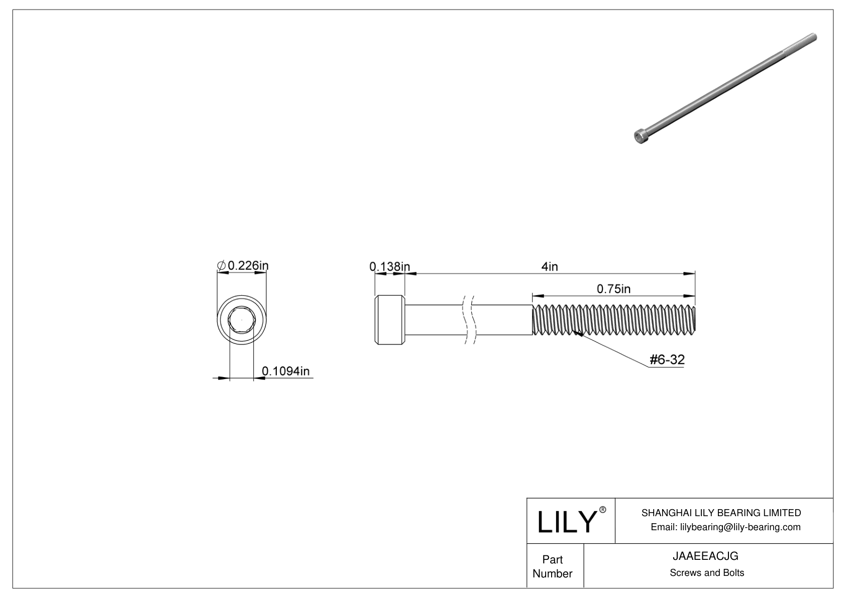 JAAEEACJG Tornillos de cabeza cilíndrica de acero aleado cad drawing