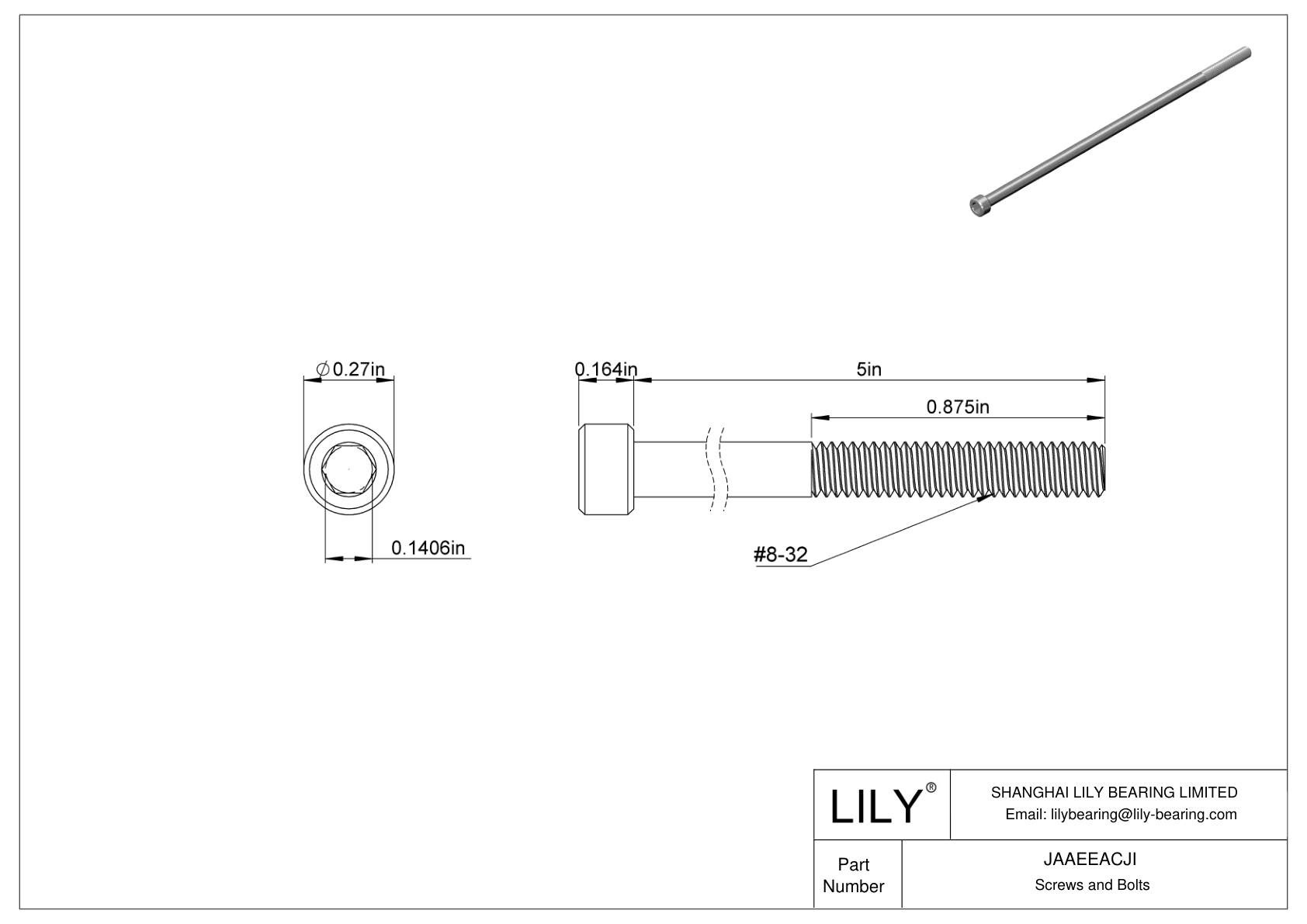 JAAEEACJI 合金钢内六角螺钉 cad drawing