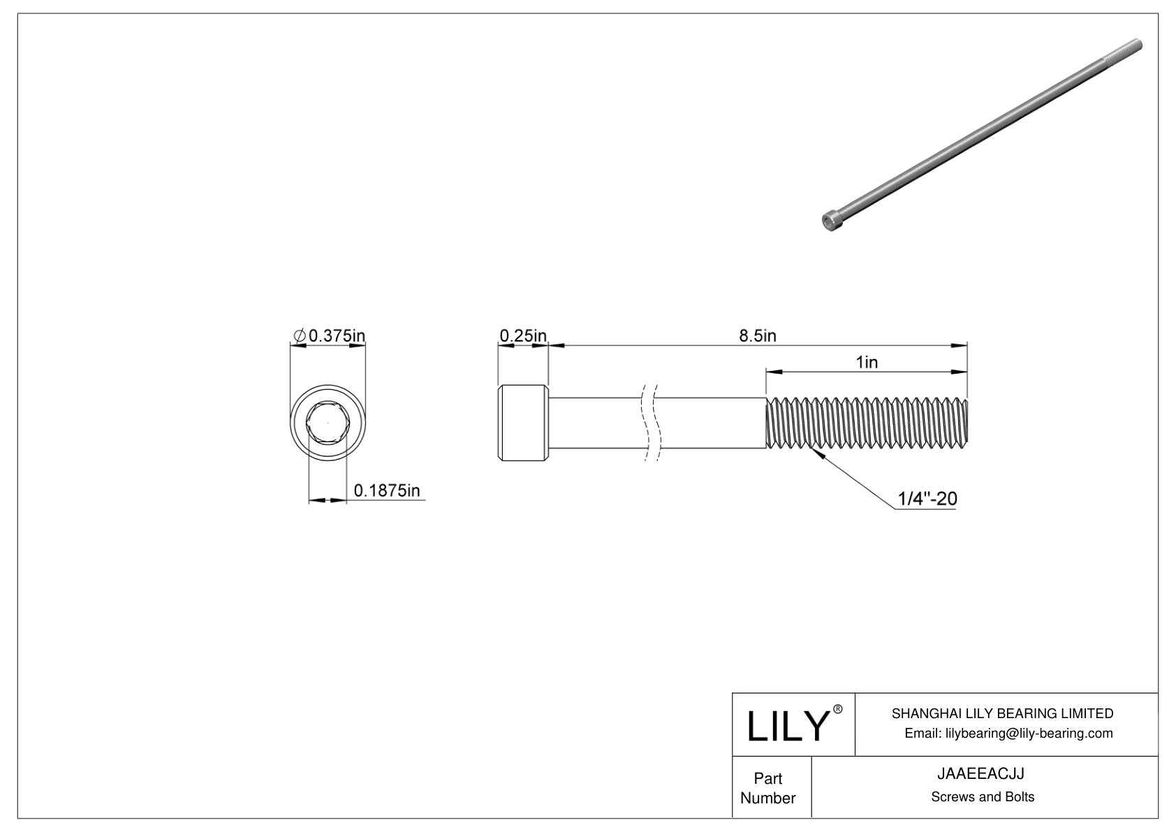 JAAEEACJJ Alloy Steel Socket Head Screws cad drawing