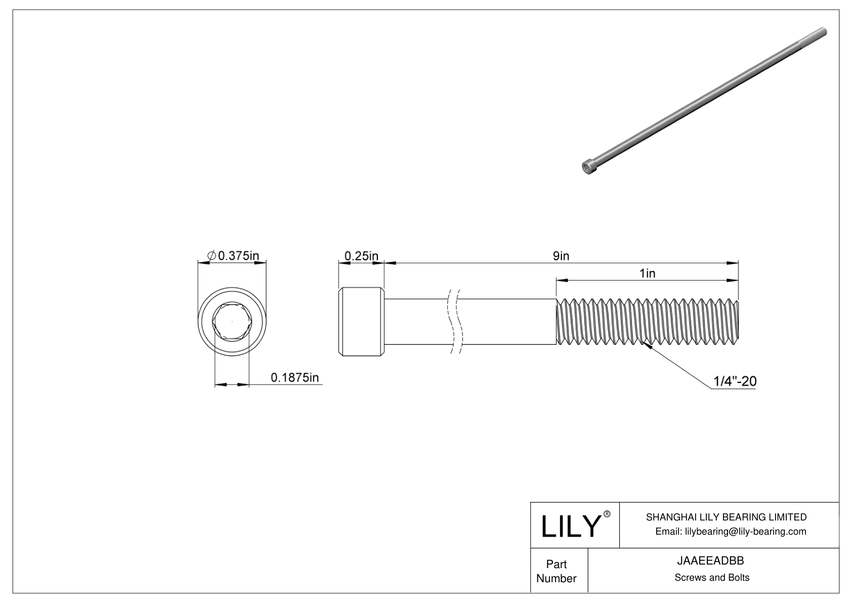 JAAEEADBB 合金钢内六角螺钉 cad drawing