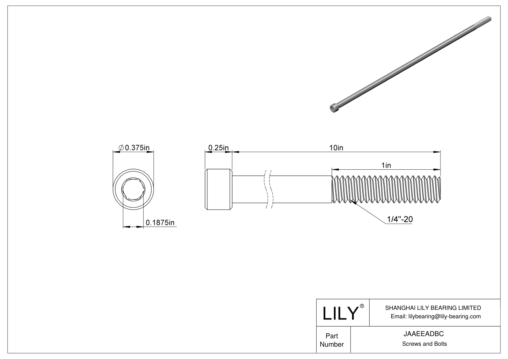 JAAEEADBC Alloy Steel Socket Head Screws cad drawing