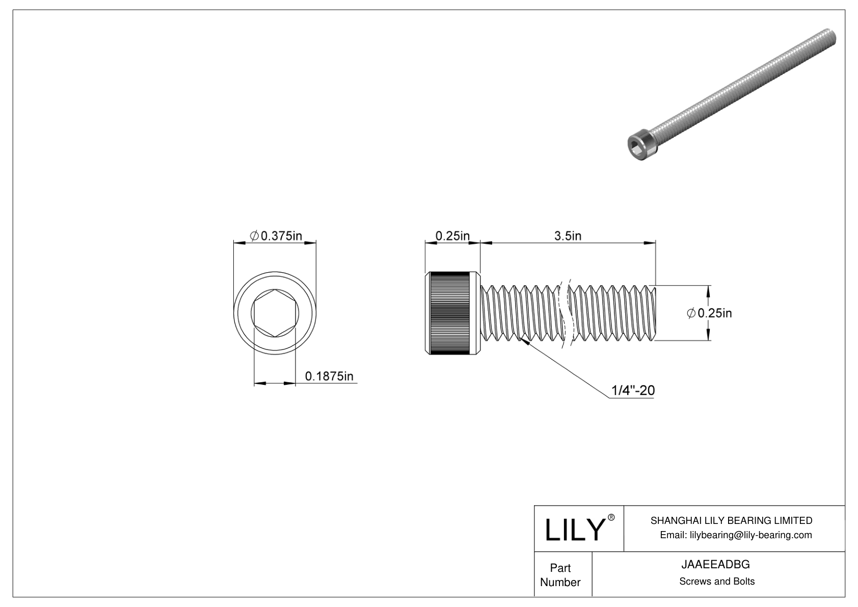 JAAEEADBG Alloy Steel Socket Head Screws cad drawing