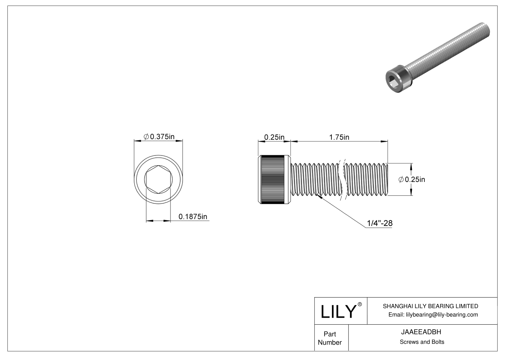 JAAEEADBH Tornillos de cabeza cilíndrica de acero aleado cad drawing