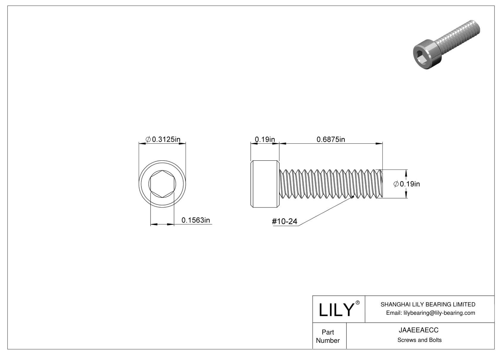 JAAEEAECC 合金钢内六角螺钉 cad drawing